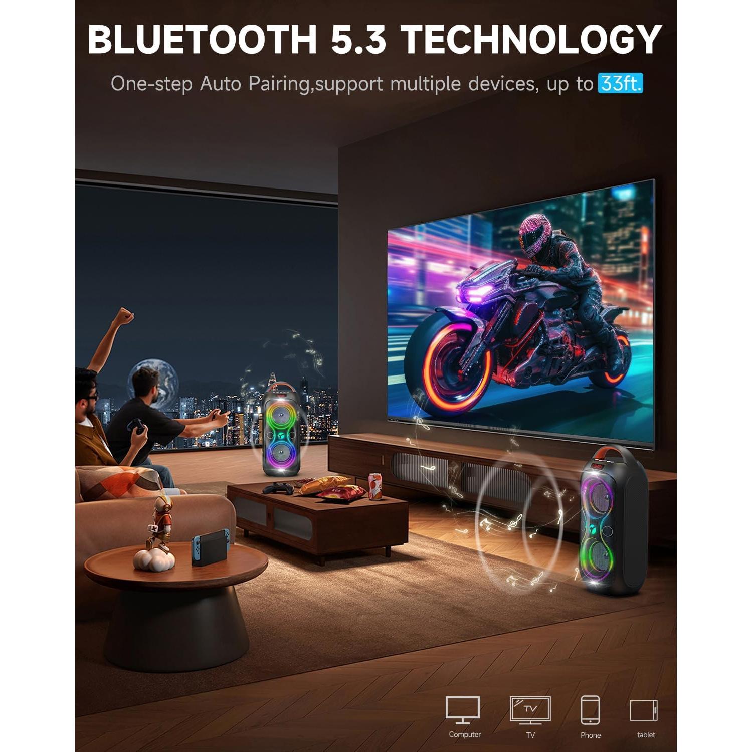 Altavoz Bluetooth Halokin DF-720 40W 120dB Portátil con Luces LED