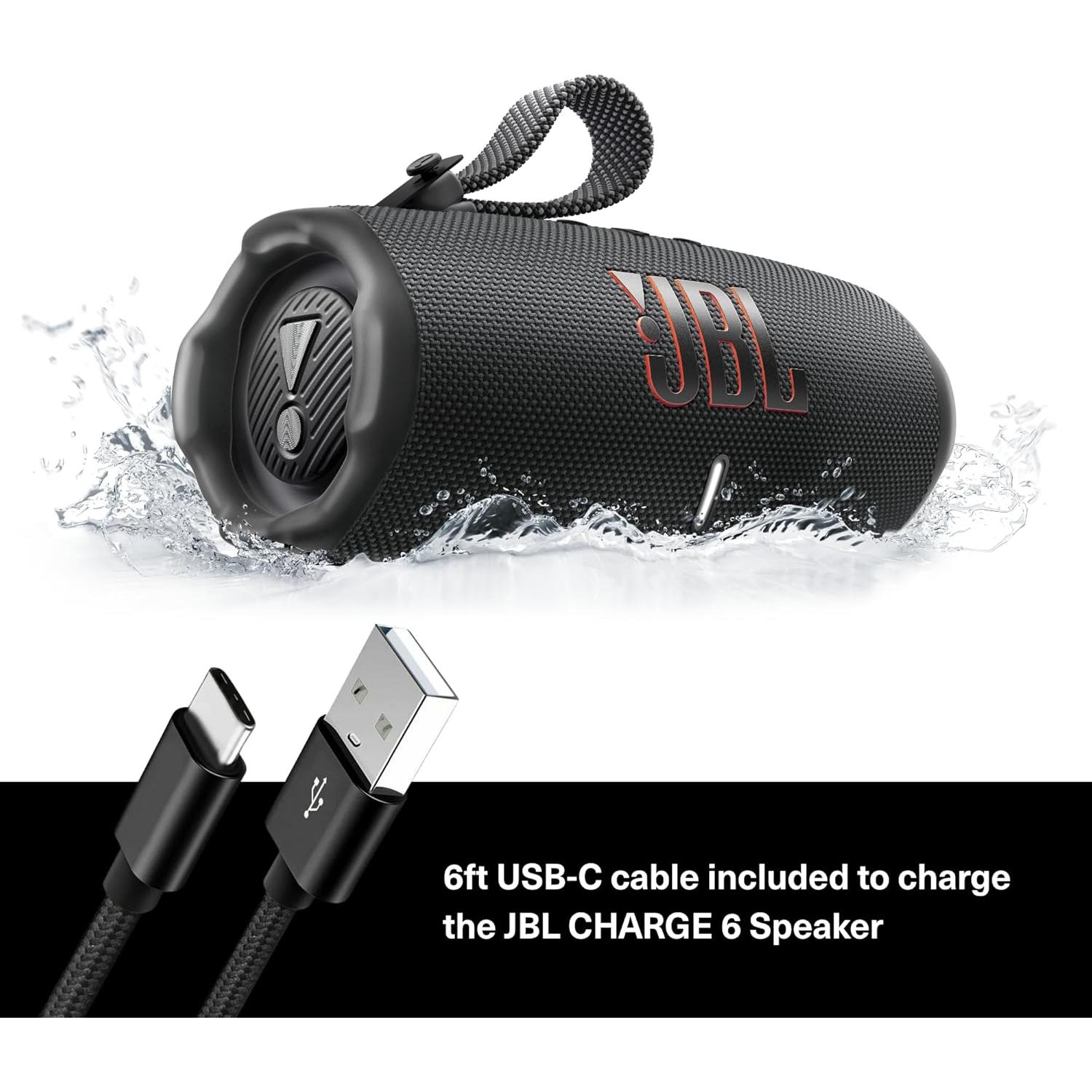 Altavoz Bluetooth JBL Charge 6 Negro + Cable USB-C 1.8m