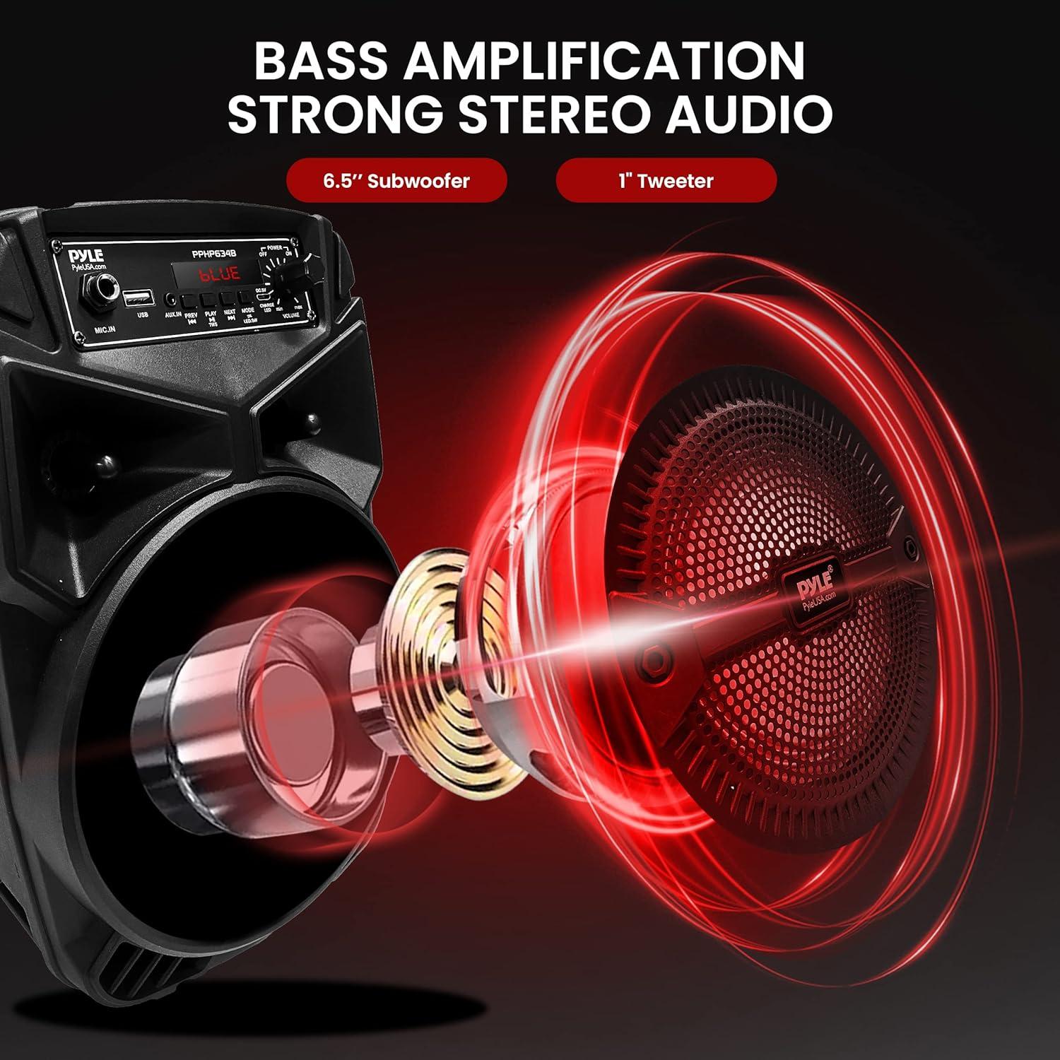 Altavoz Bluetooth Pyle PPHP634B 240W Portátil con Subwoofer 6.5"