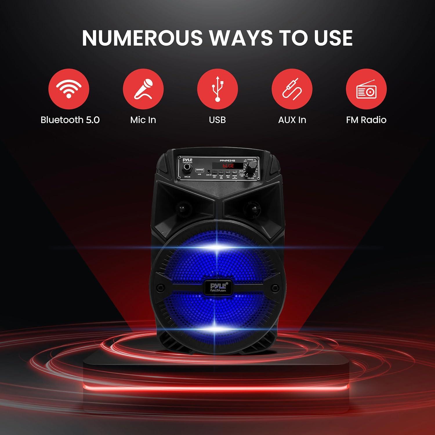 Altavoz Bluetooth Pyle PPHP634B 240W Portátil con Subwoofer 6.5"