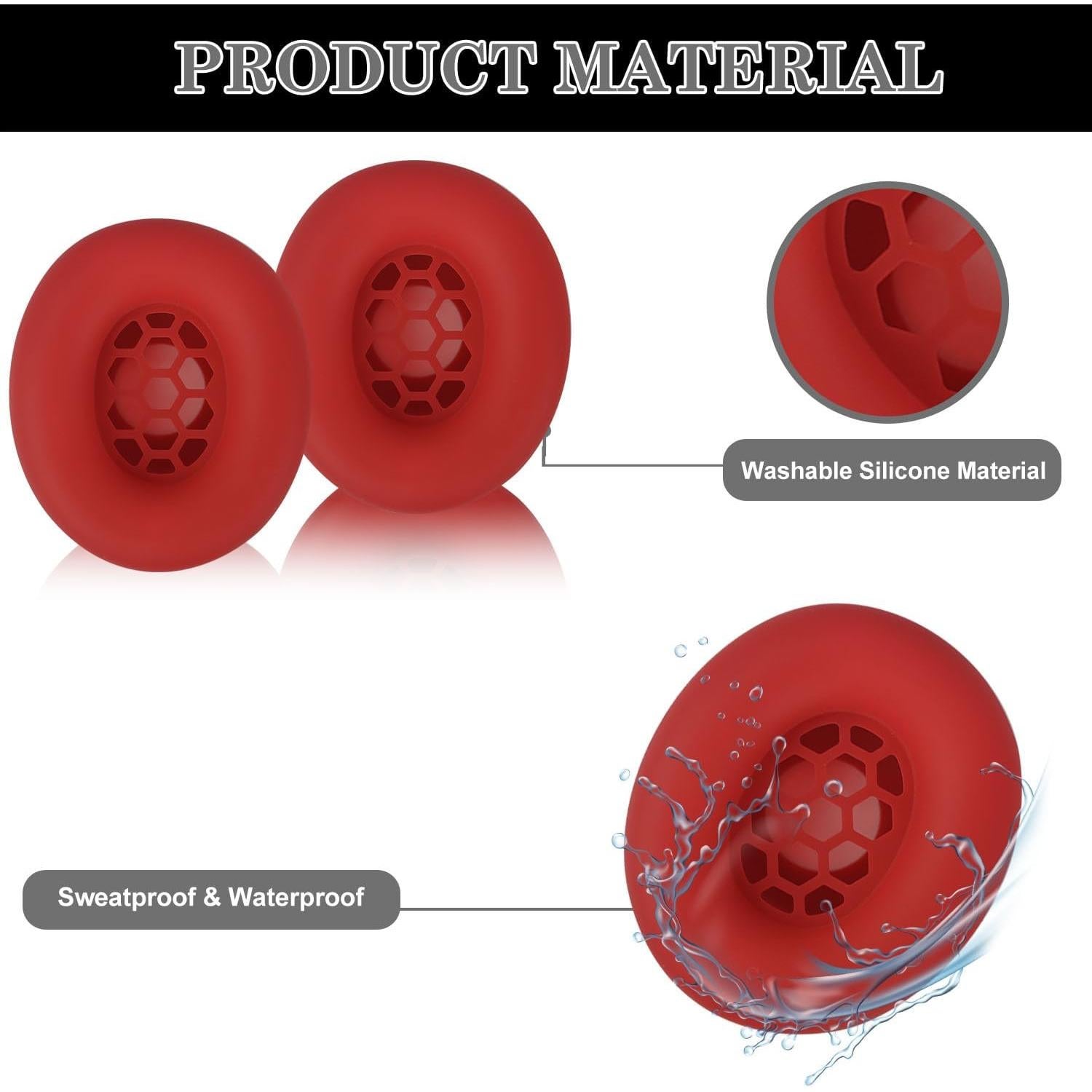 Funda de Silicona Aiivioll para Auriculares Beats Studio Pro - Rojo