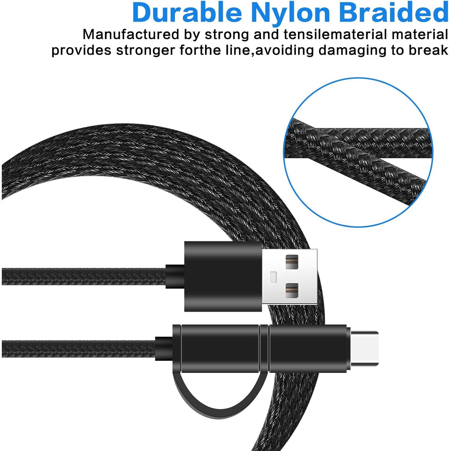 Cargador USB-C y Micro Beats 2 en 1 6.6FT (2m) Nylon