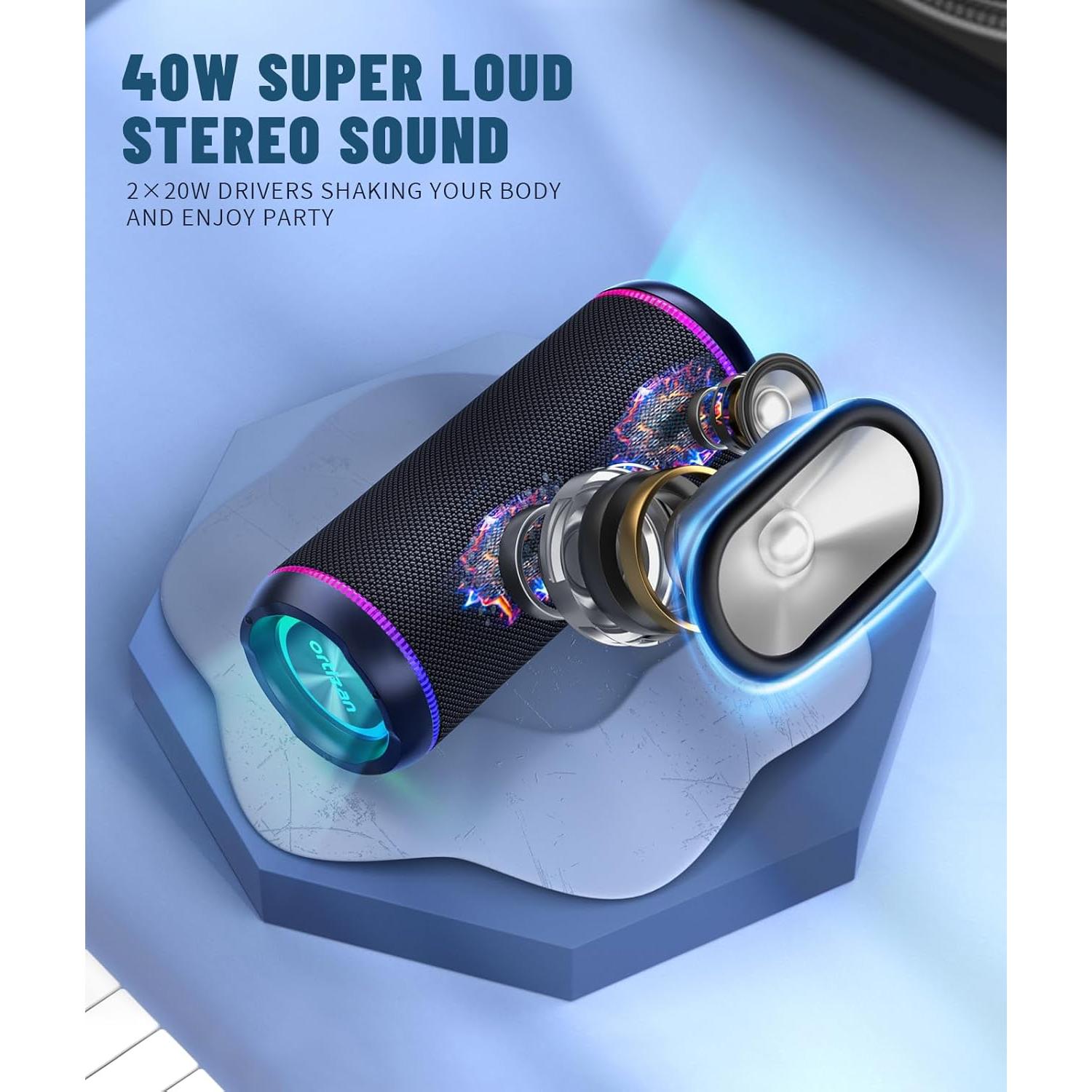 Altavoz Bluetooth Ortizan X30 40W Impermeable IPX7 Negro