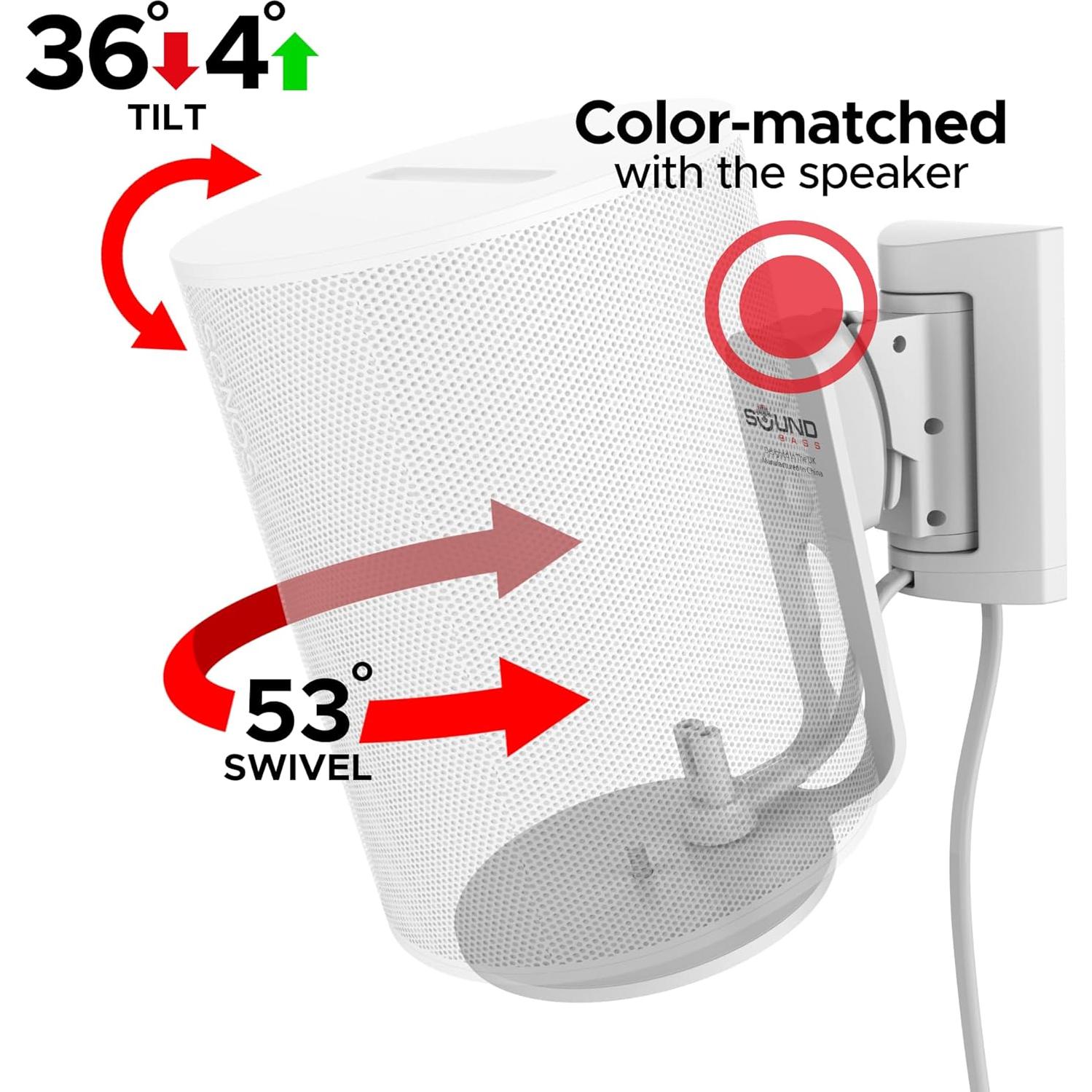 Soporte de Pared Soundbass para Sonos ERA100, Blanco, Ajustable