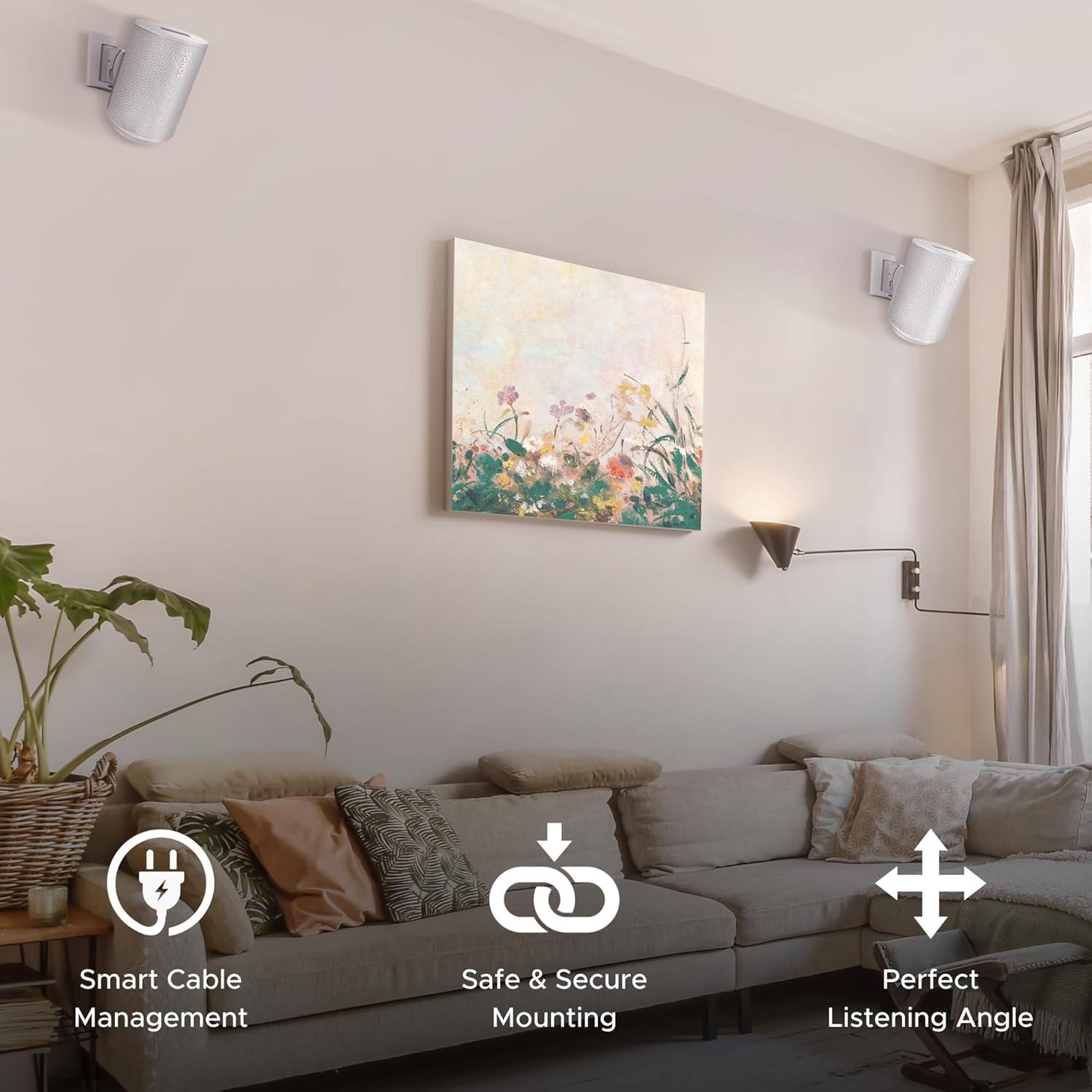 Soporte de Pared Soundbass para Sonos ERA100, Blanco, Ajustable