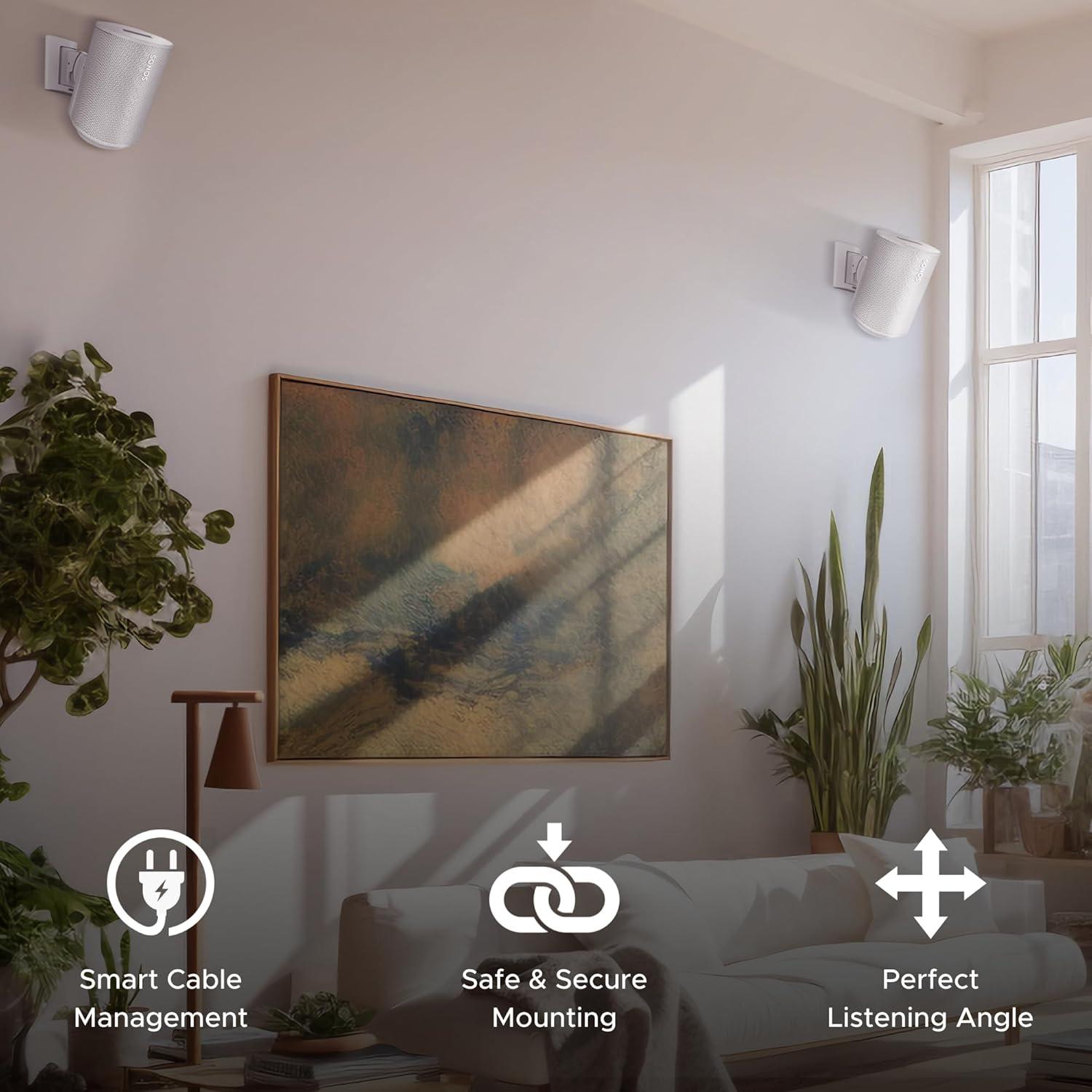 Soporte de Pared Soundbass para Sonos ERA100, Blanco, Ajustable