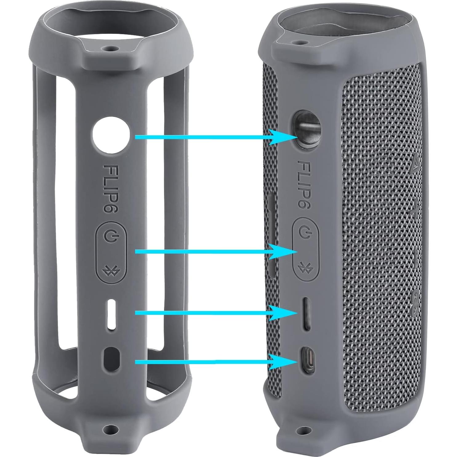 Funda de Silicona Co2CREA para Altavoz JBL Flip 6 Gris