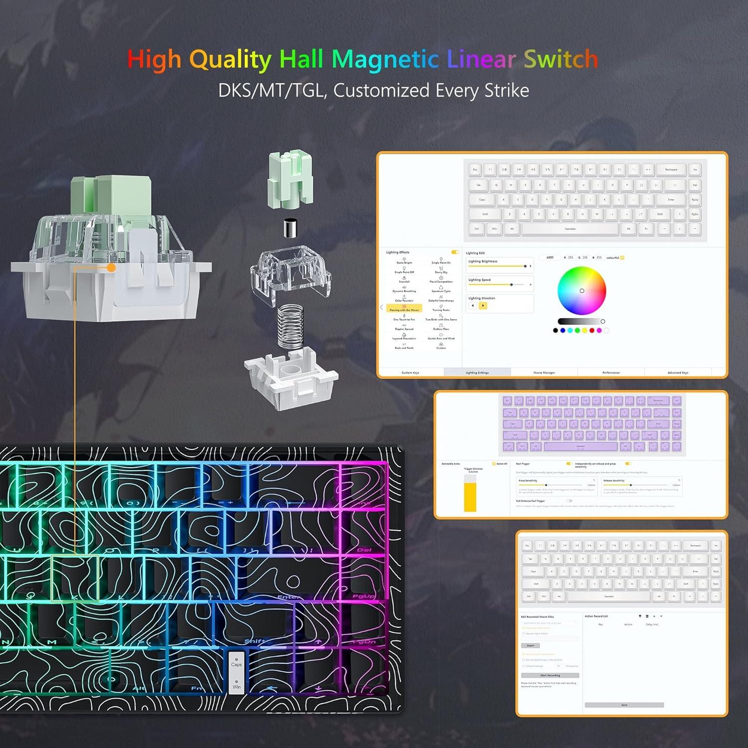 Teclado Mecánico Womier M68 HE V2 RGB 60% Topográfico
