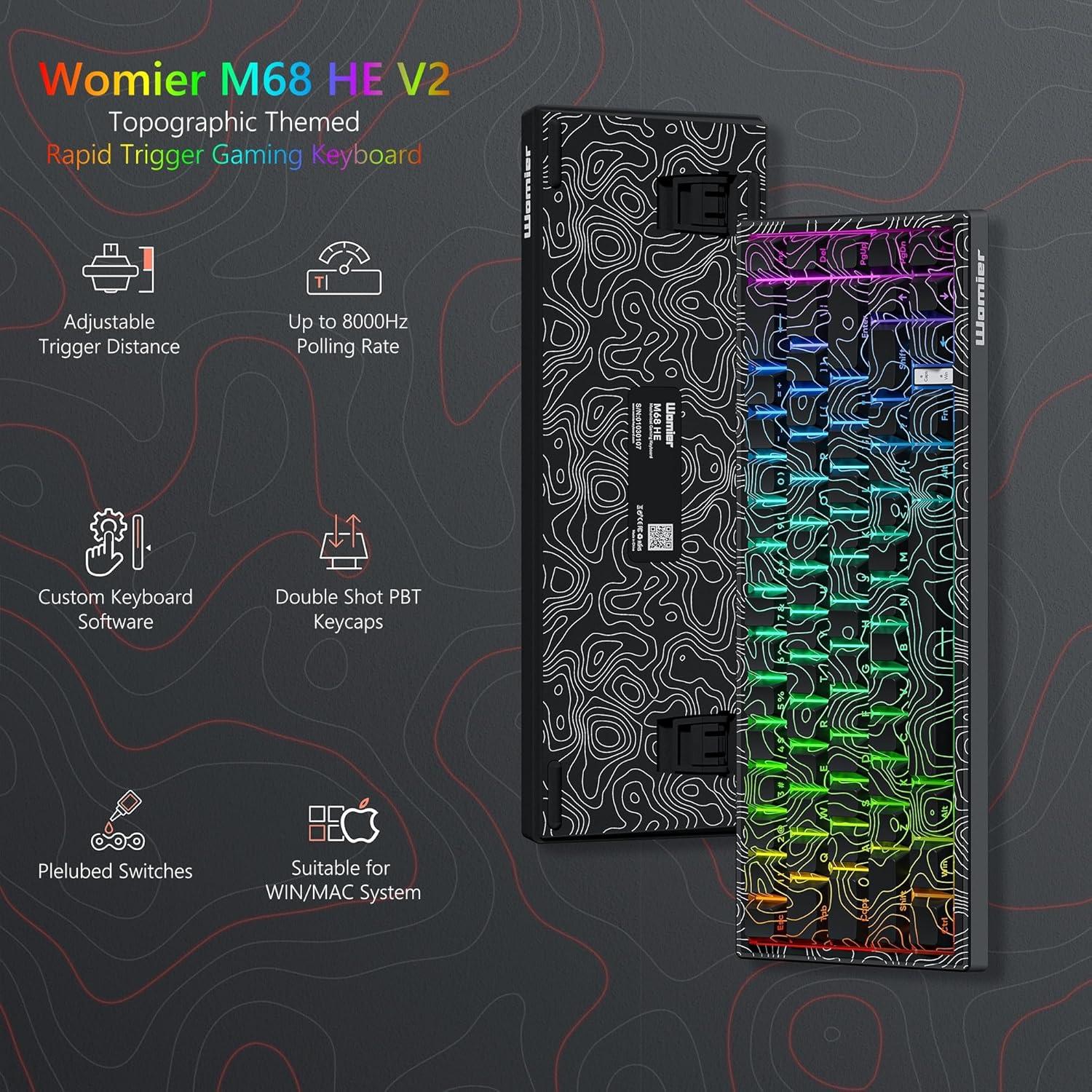 Teclado Mecánico Womier M68 HE V2 RGB 60% Topográfico