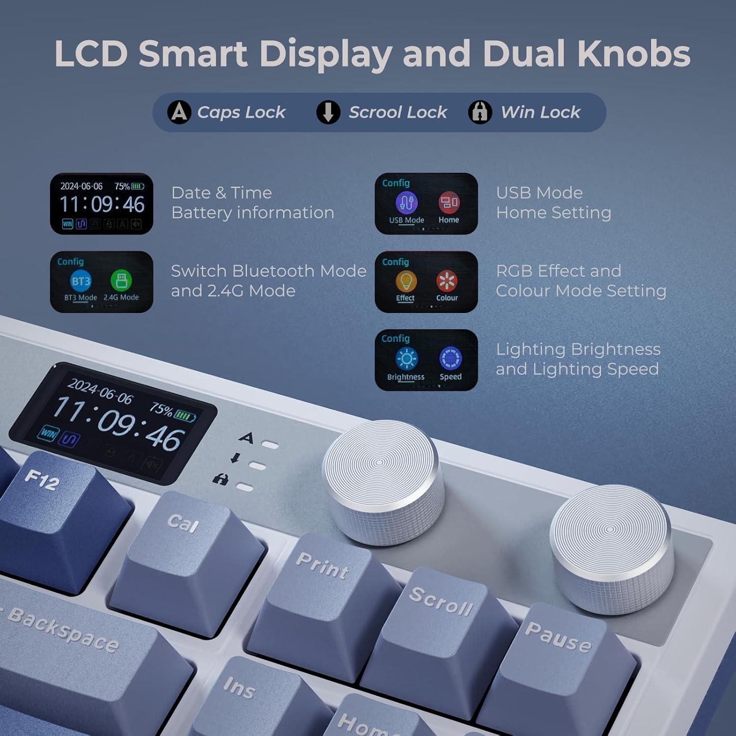 Teclado Mecánico Inalámbrico RK Royal Kludge M87 RGB 75%