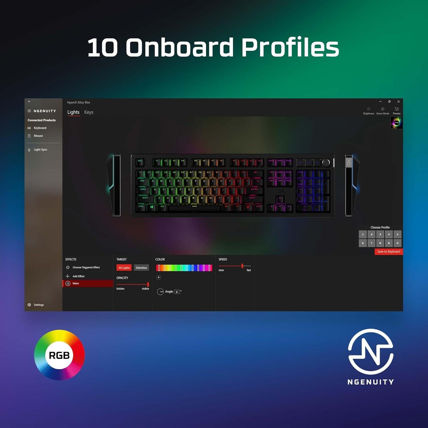 Teclado mecánico HyperX Alloy Rise RGB, interruptores lineales