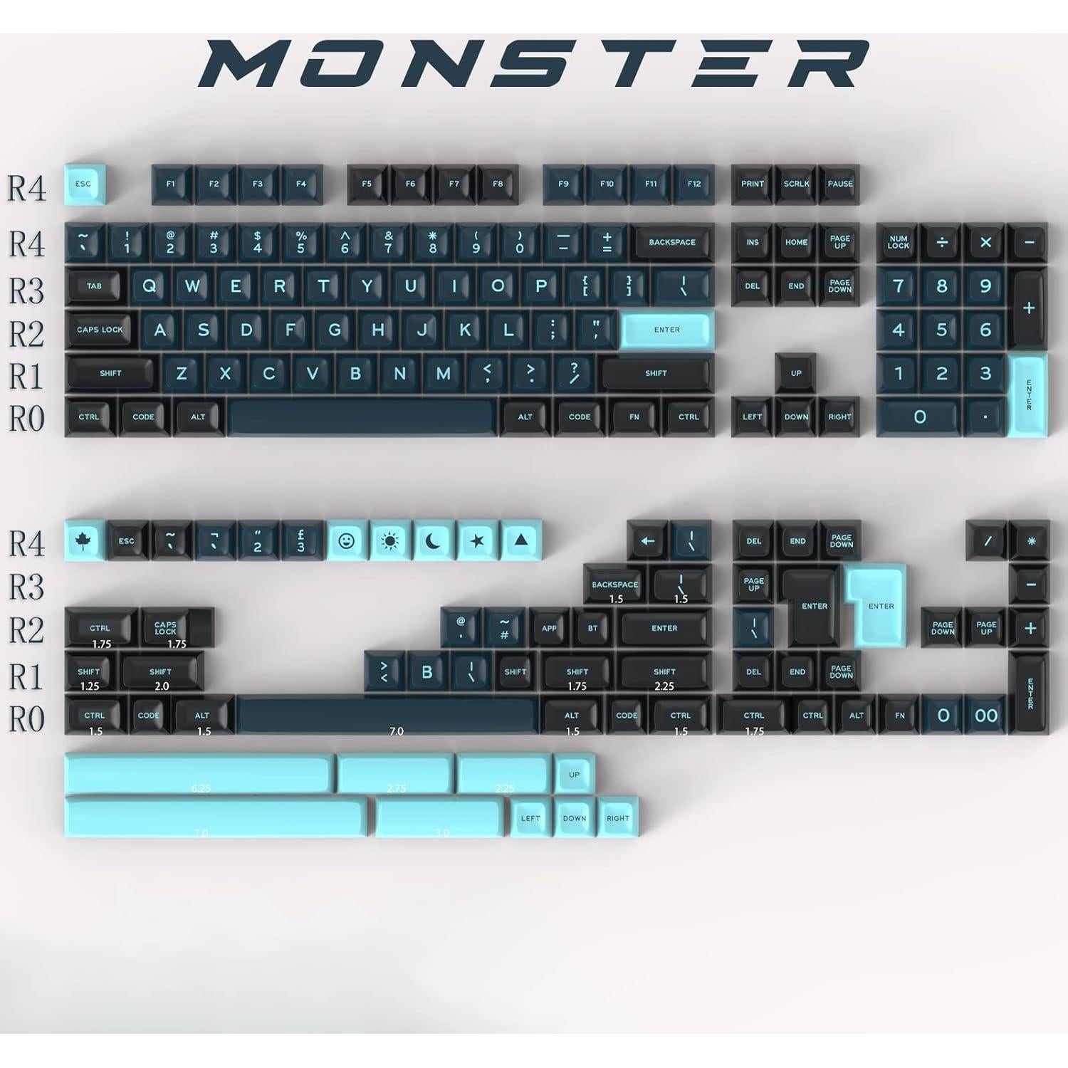 Conjunto de Teclas Hyekit Monstruo - Doble Inyección, 171 Teclas, Perfil SA