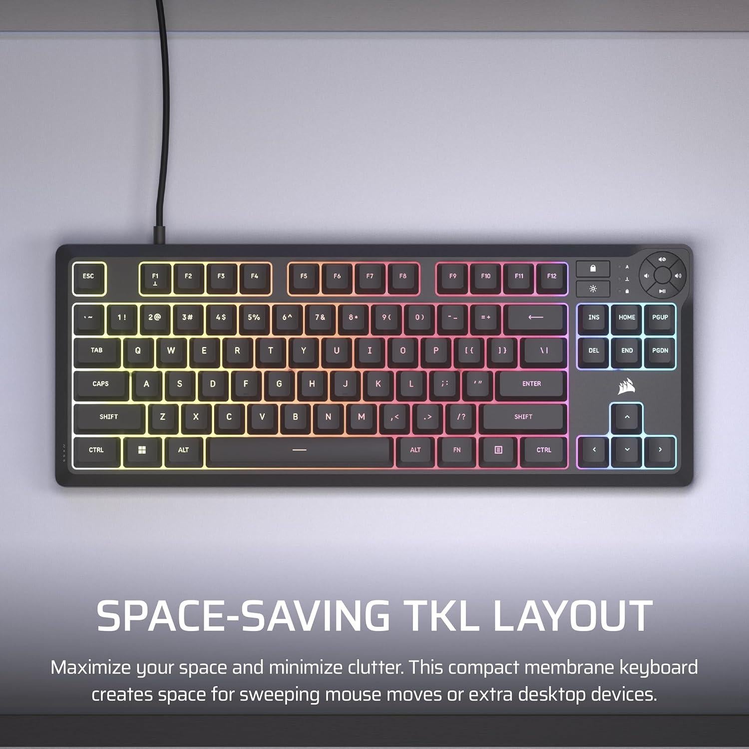 Teclado Gaming Corsair K55 CORE TKL RGB - Resistente a Derrames