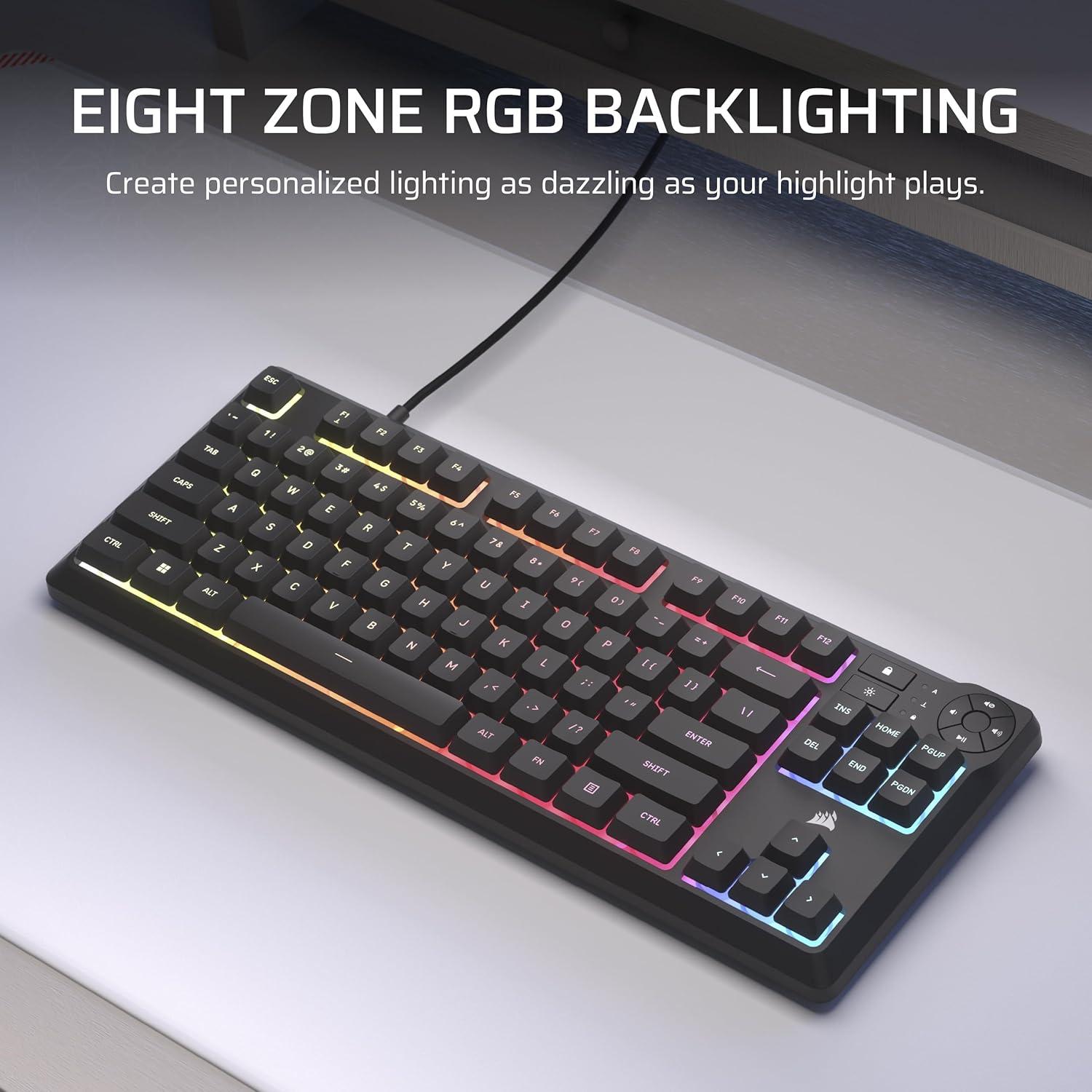 Teclado Gaming Corsair K55 CORE TKL RGB - Resistente a Derrames