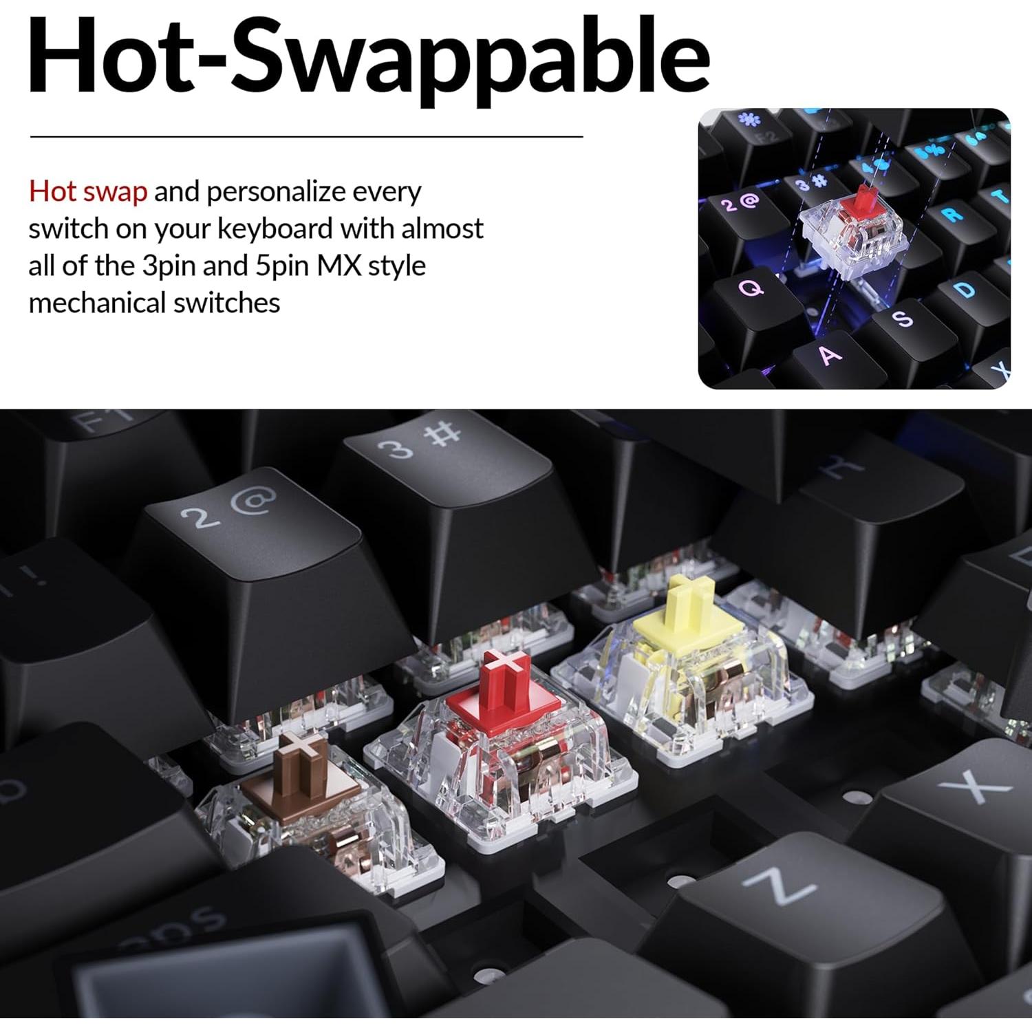 Teclado Mecánico Keychron C3 Pro TKL 80% RGB QMK Cable