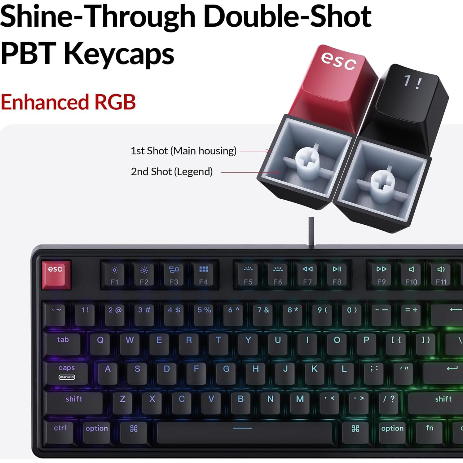 Teclado Mecánico Keychron C3 Pro TKL 80% RGB QMK Cable