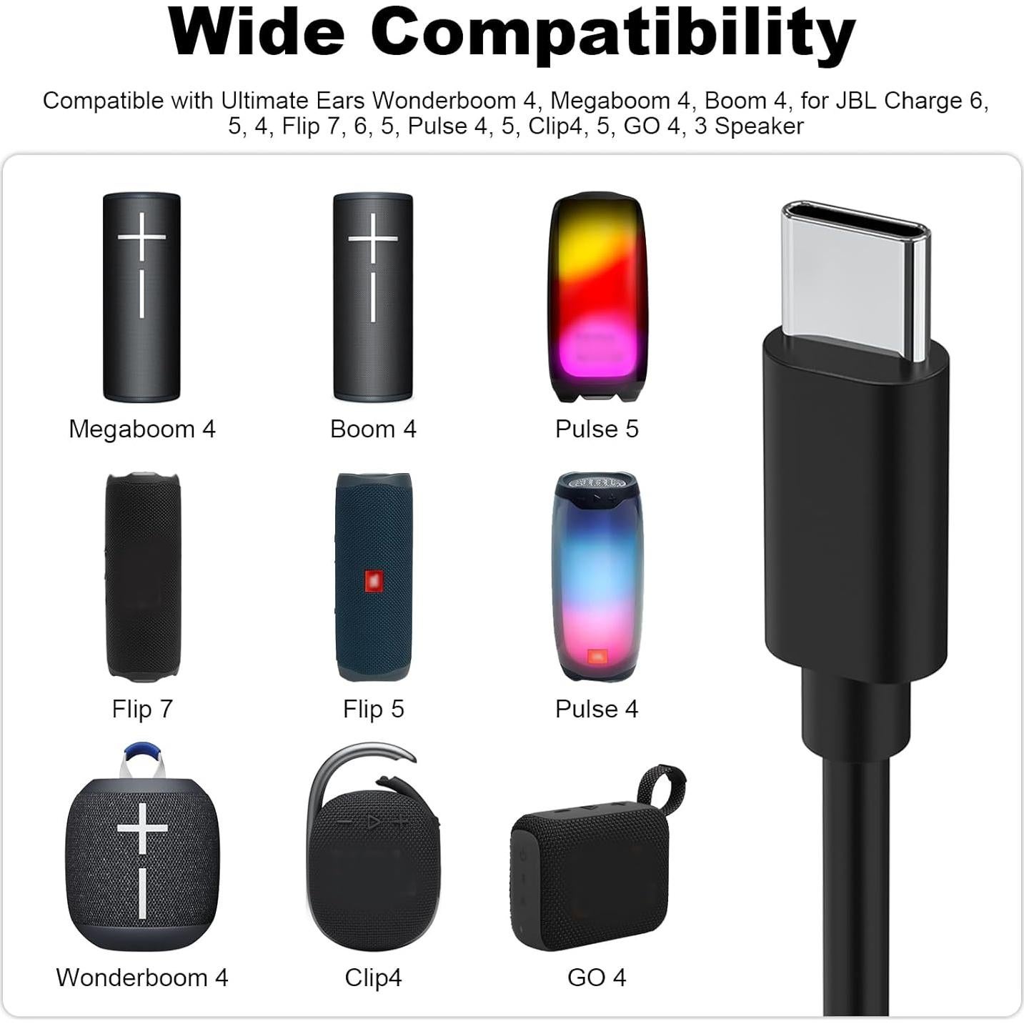 Cable de Carga Rápida USB A a C Toxaoii 2m Compatible JBL y Sony