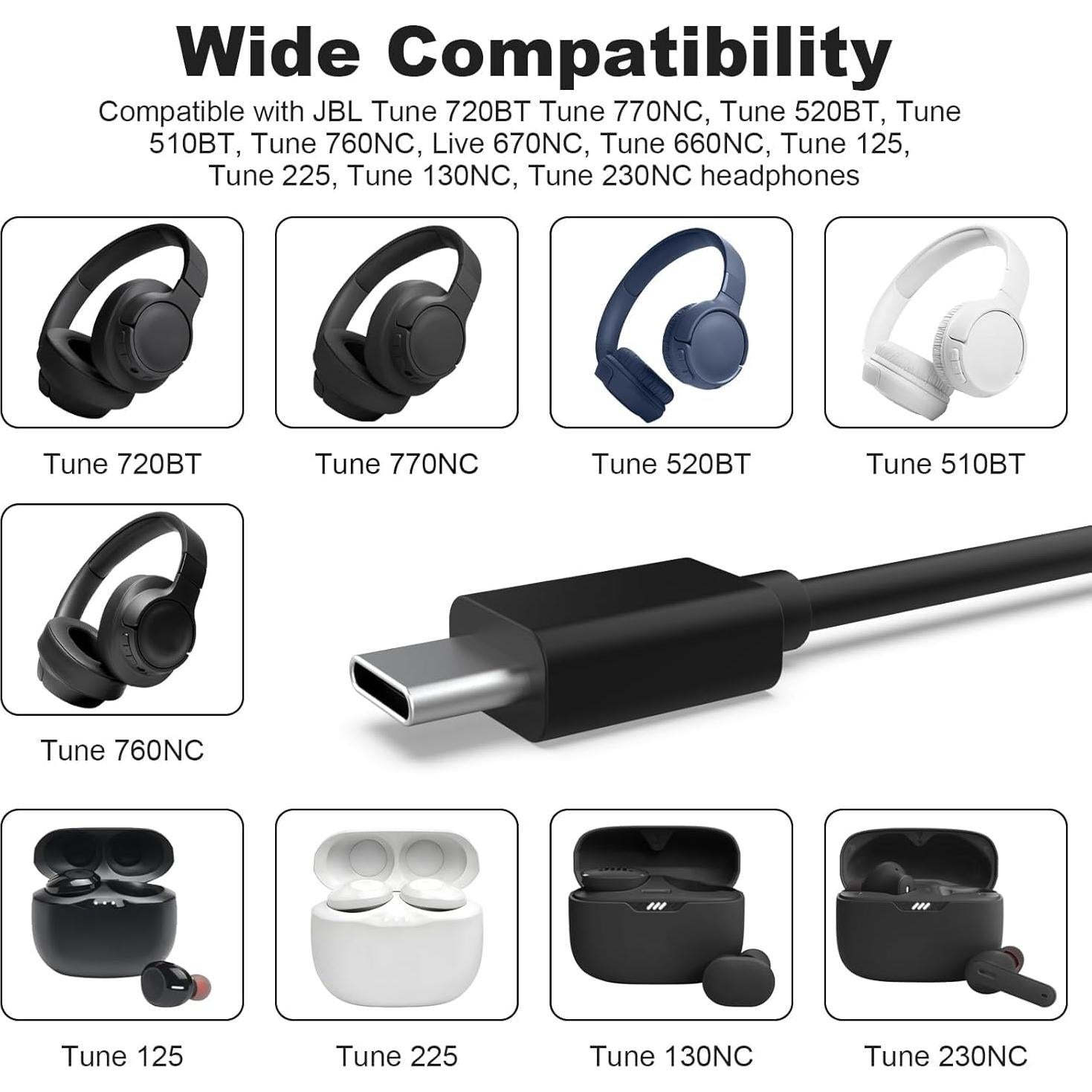 Cable de Carga Rápida USB A a C Toxaoii 2m Compatible JBL y Sony