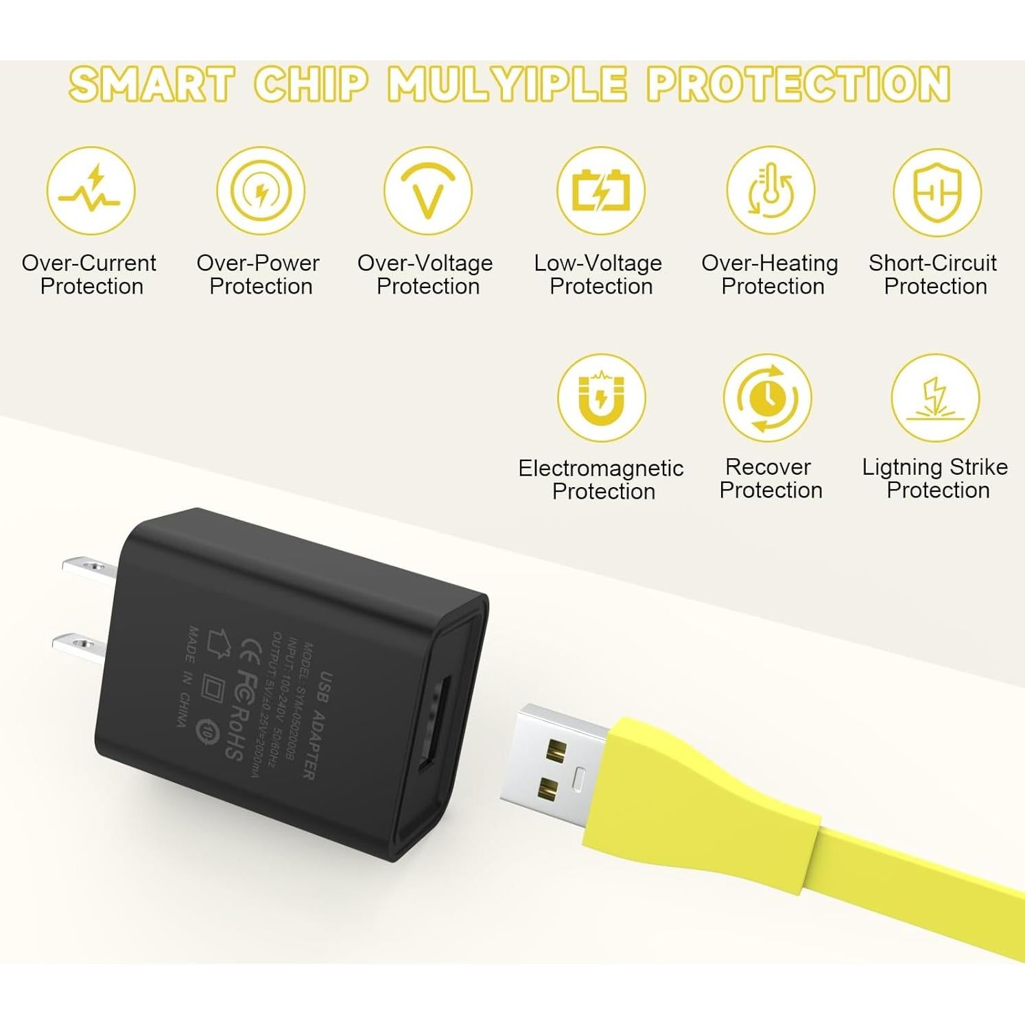 Cable de Carga USB Lusgawer para Altavoces UE Boom Amarillo