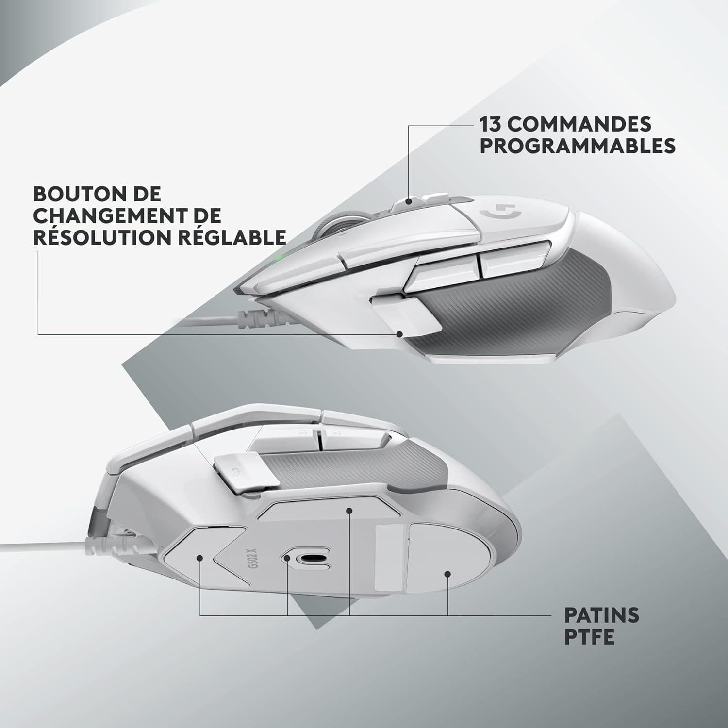 Ratón Gaming Logitech G502 X con Cable - Sensor HERO 25K