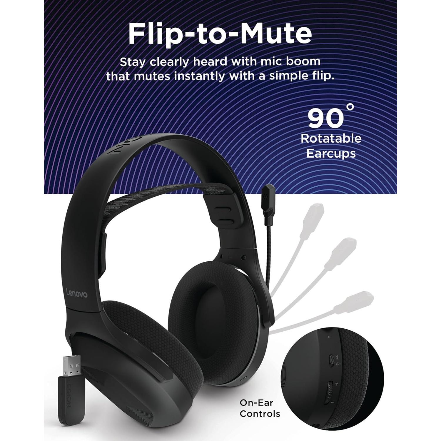 Auriculares Gaming Inalámbricos Lenovo Legion H410 - Bluetooth 5.2, 304g