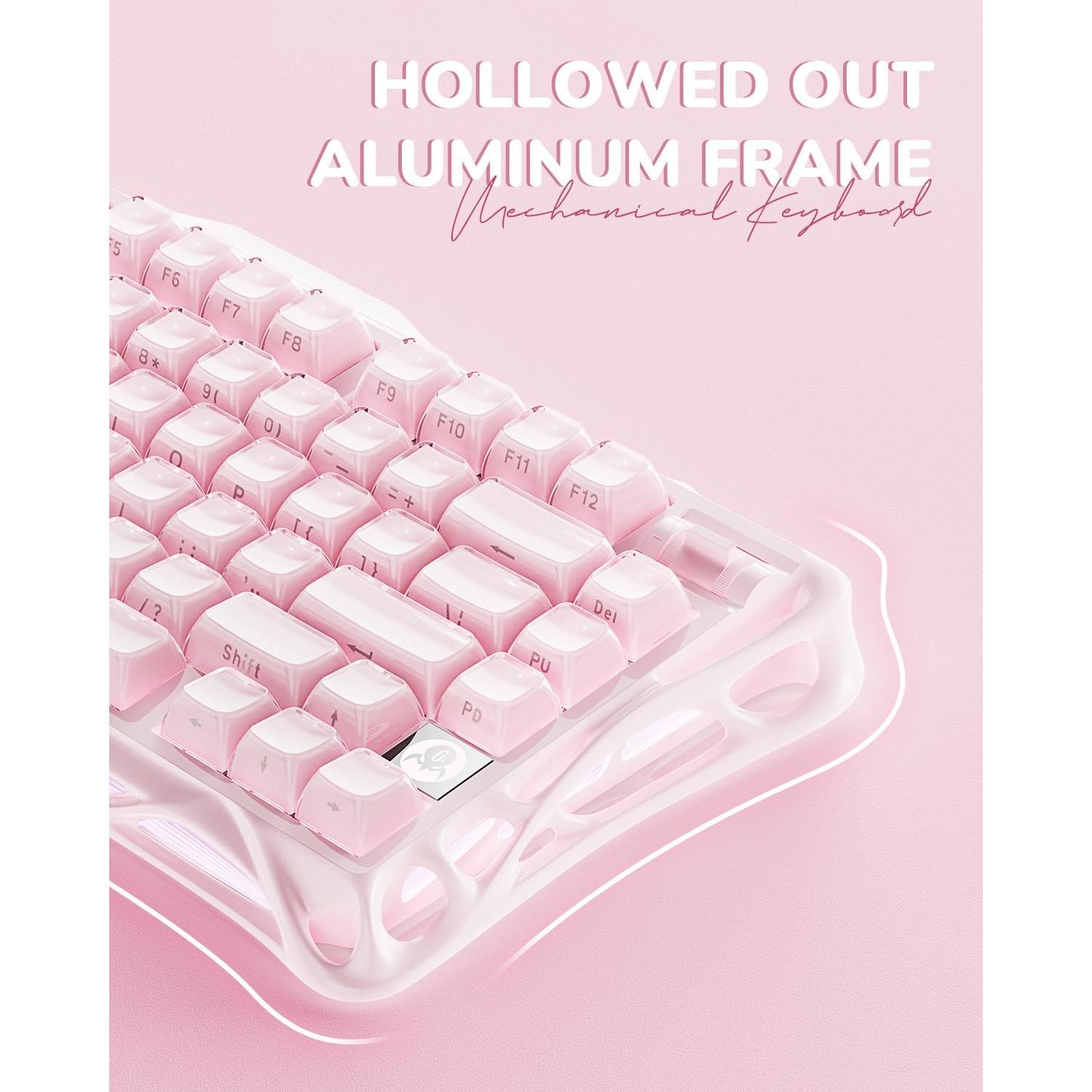 Teclado Mecánico Inalámbrico GravaStar Mercury K1 Rosa 75%