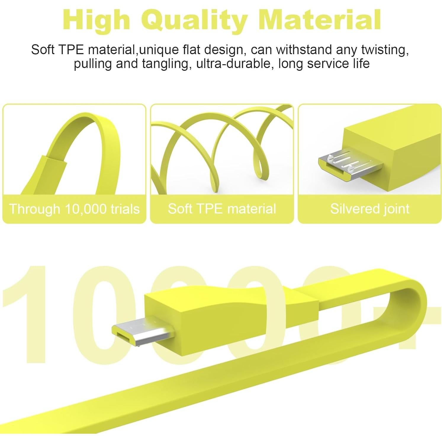 Cable de Carga Micro USB Puiixur 1.2m Amarillo para UE Boom