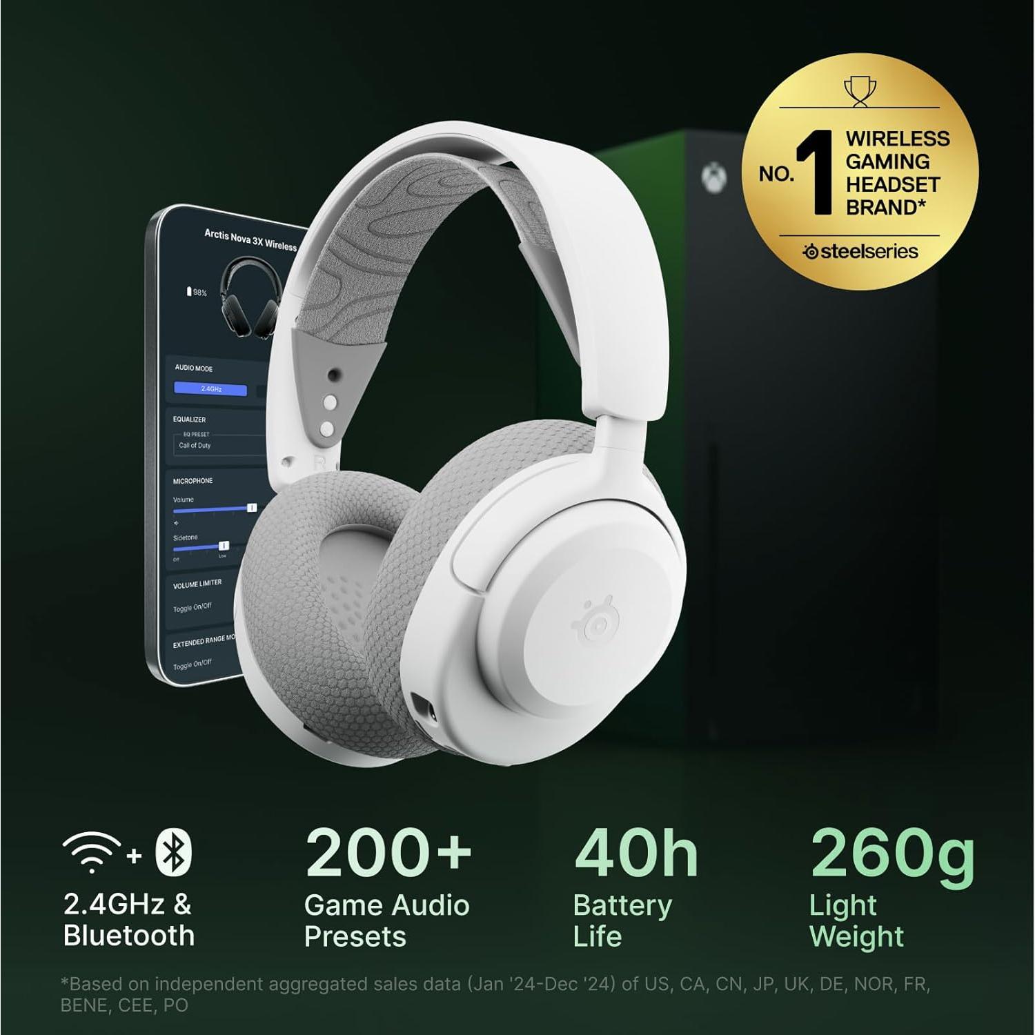 Auriculares Gaming Inalámbricos SteelSeries Arctis Nova 3X - 40h Batería - Bluetooth y 2.4GHz - Blanco