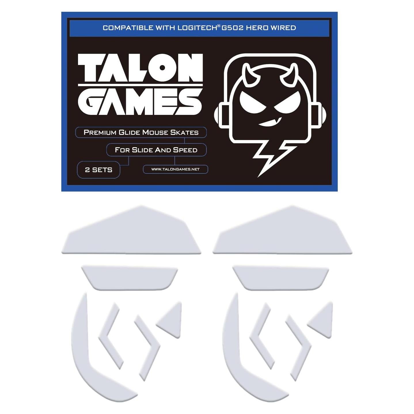 2Sets of TALONGAMES Rounded Curved Edges Mouse Feet Skates Compatible with Logitech G502 Wired Gaming Mouse Feet Replacement,0.8mm,Pure PTFE Material with Super Smooth Glide Pads