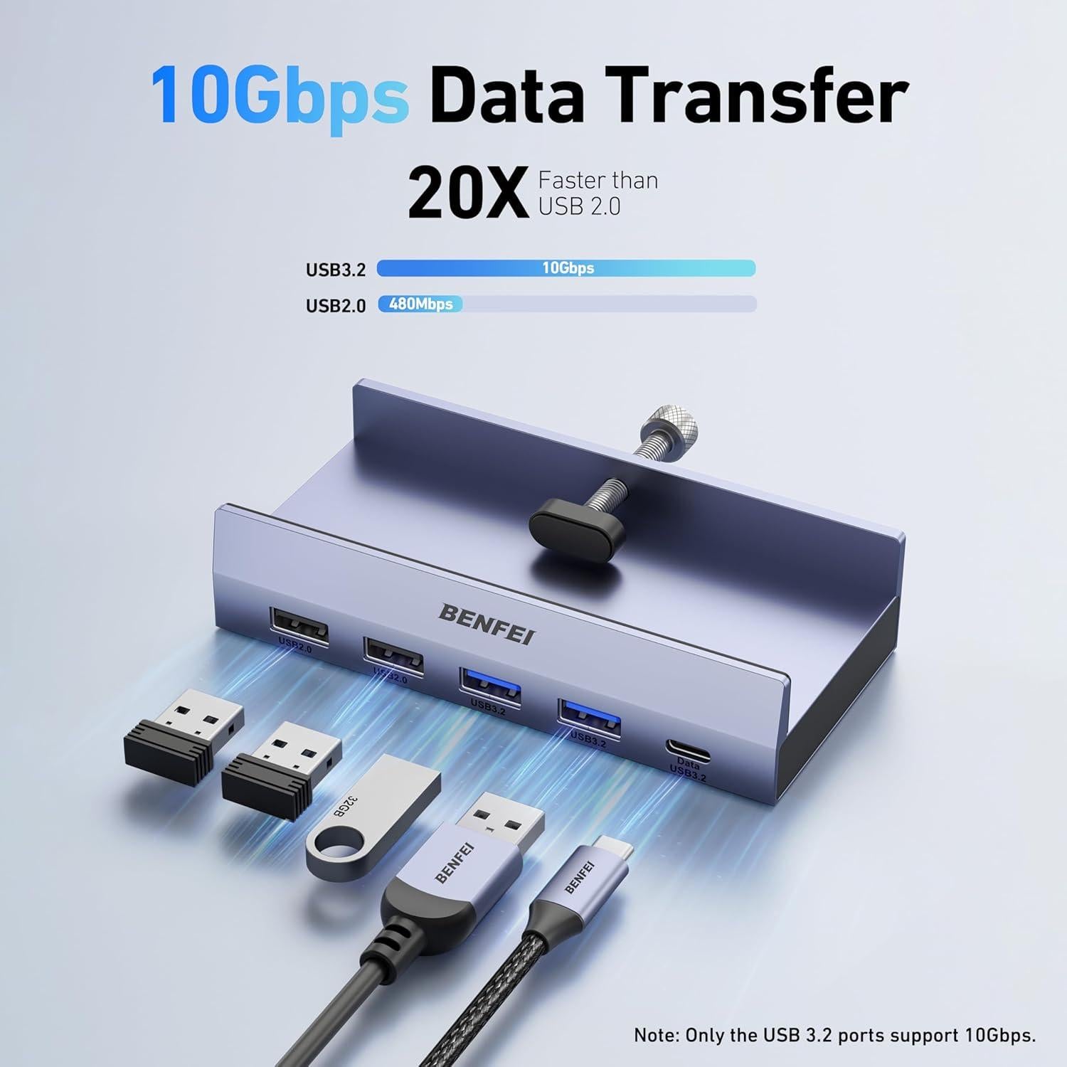 Hub USB C 8-en-1 BENFEI con HDMI 4K, Ethernet y 100W PD