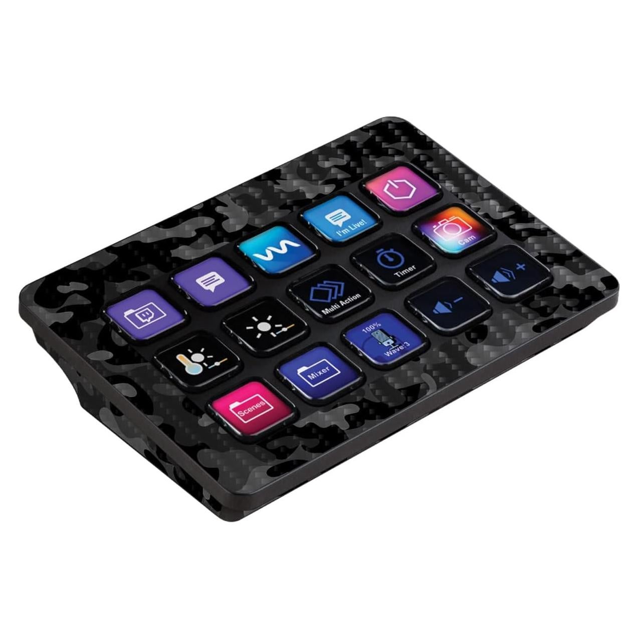 Piel de Fibra de Carbono MightySkins para Elgato Stream Deck MK.2 - Camuflaje Negro