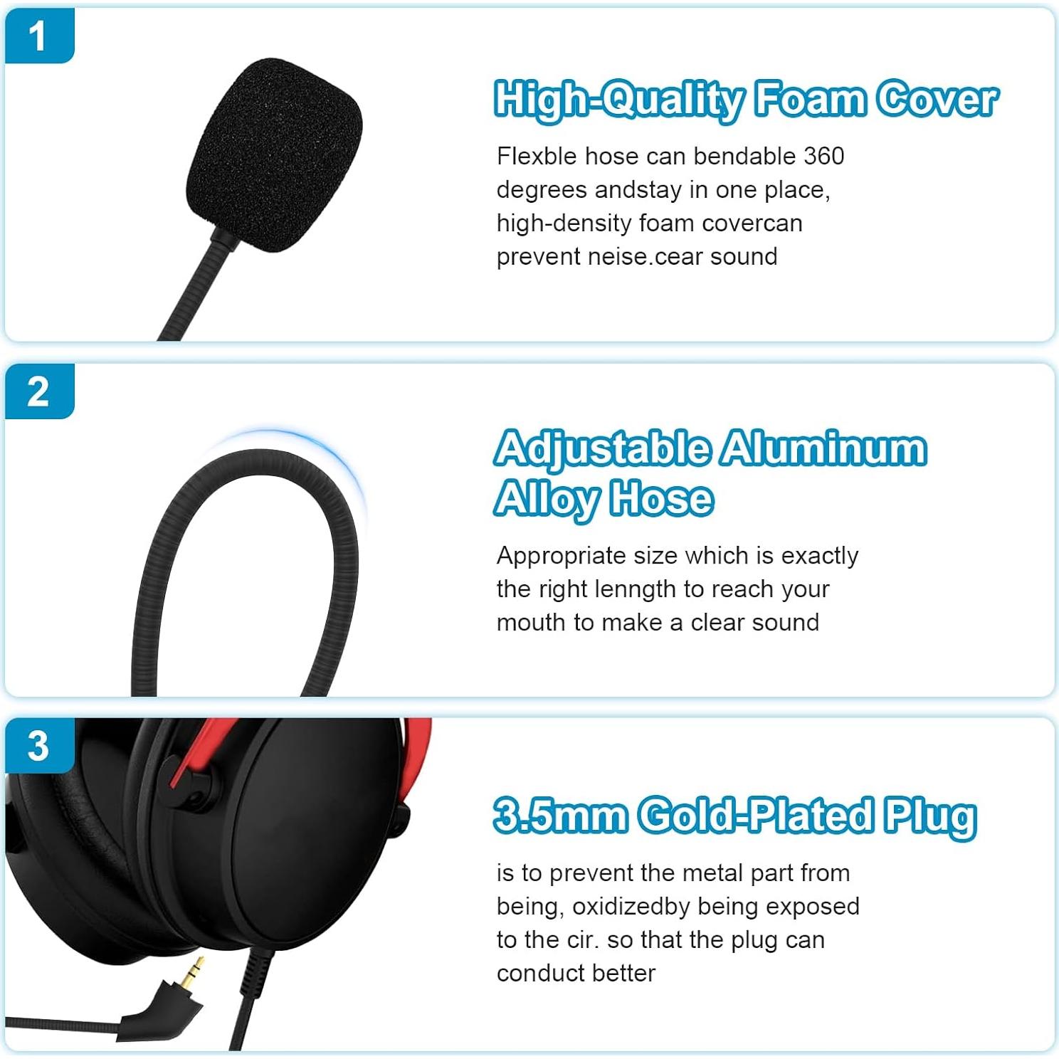 Micrófono de Reemplazo Toxaoii para Auriculares HyperX Cloud II