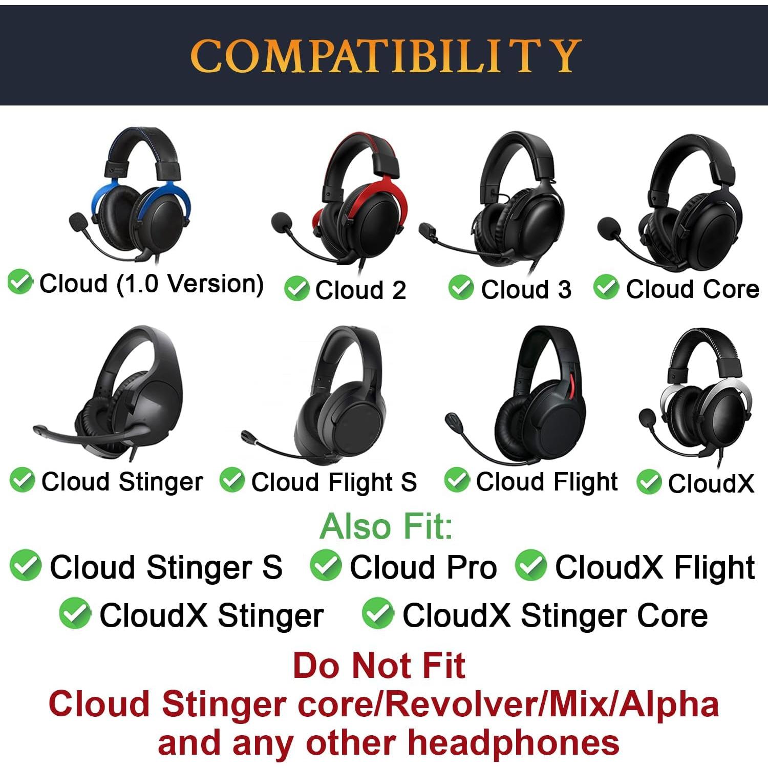 Almohadillas de Repuesto SOULWIT para Auriculares HyperX Cloud - Cuadrado Negro