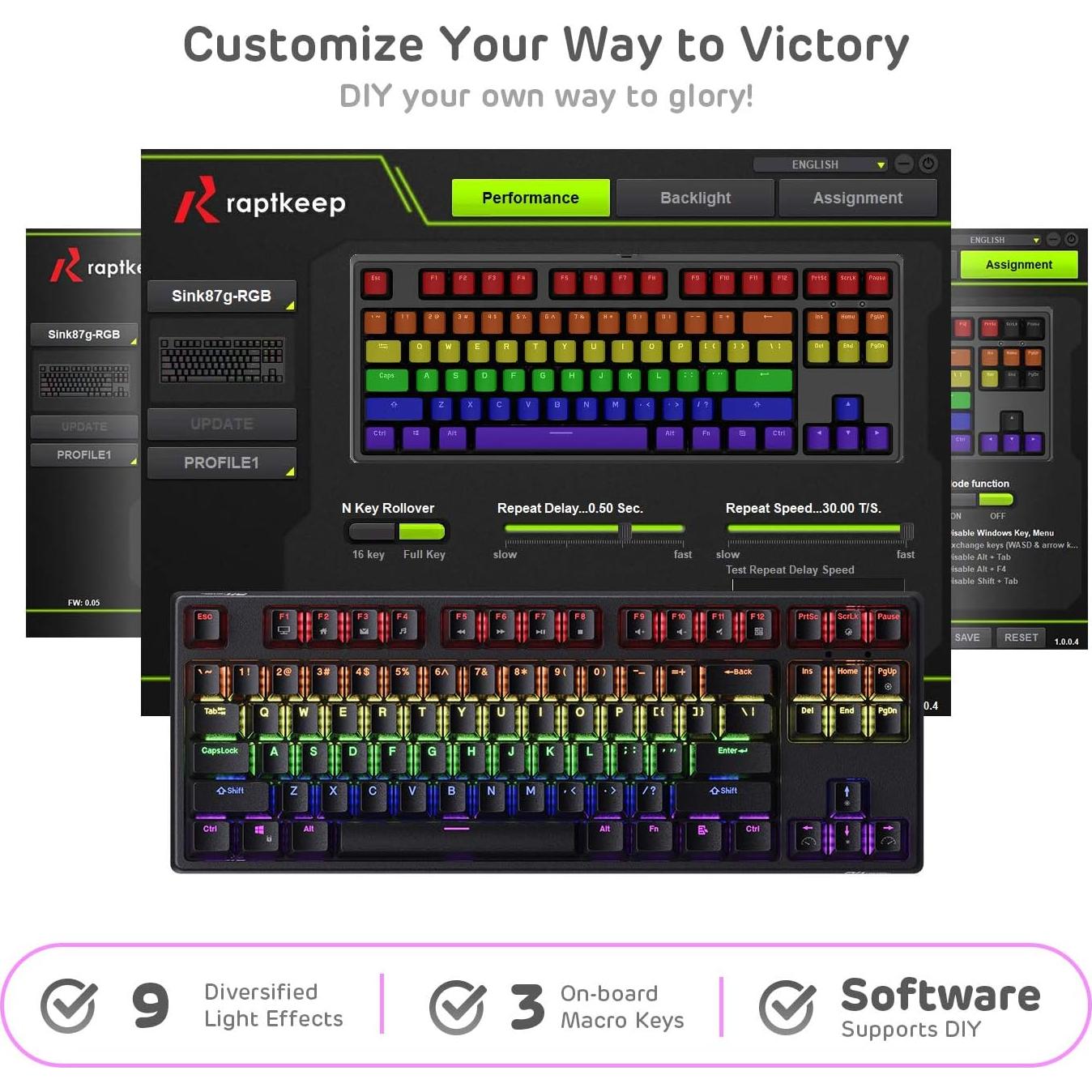 Teclado Mecánico Inalámbrico RK ROYAL KLUDGE RK87 TKL RGB