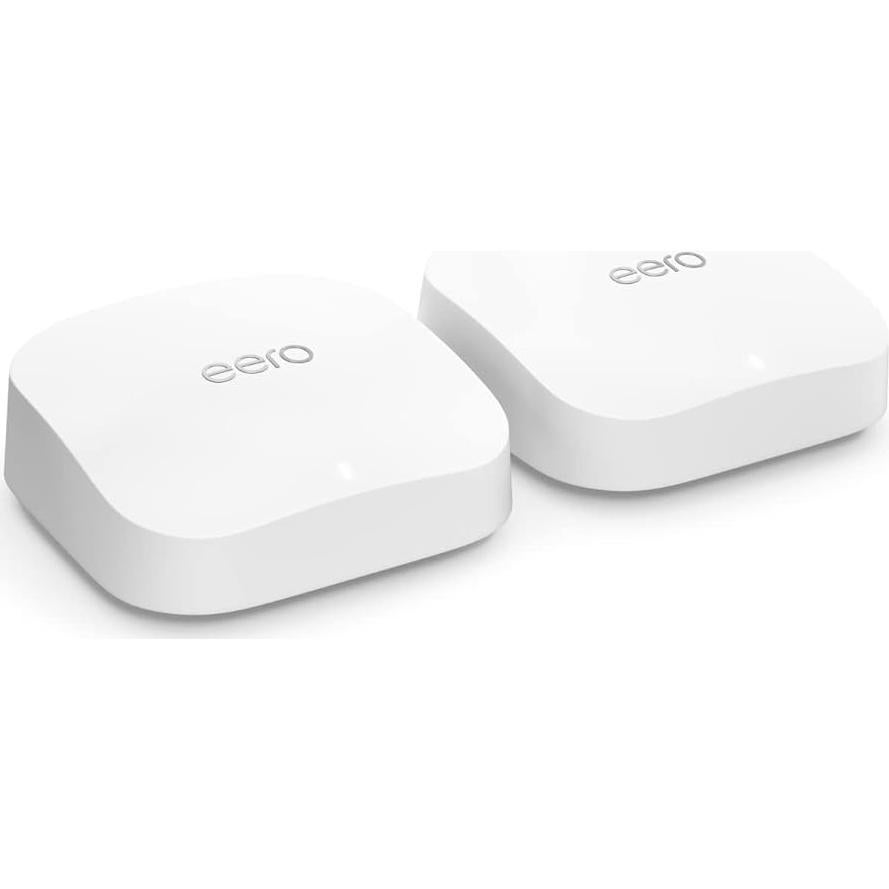Amazon eero Pro 6E mesh wifi system with 1 month free eero Business (auto-renews annually) - Coverage up to 4,000 sq. ft., Connect 100+ devices, 2-pack