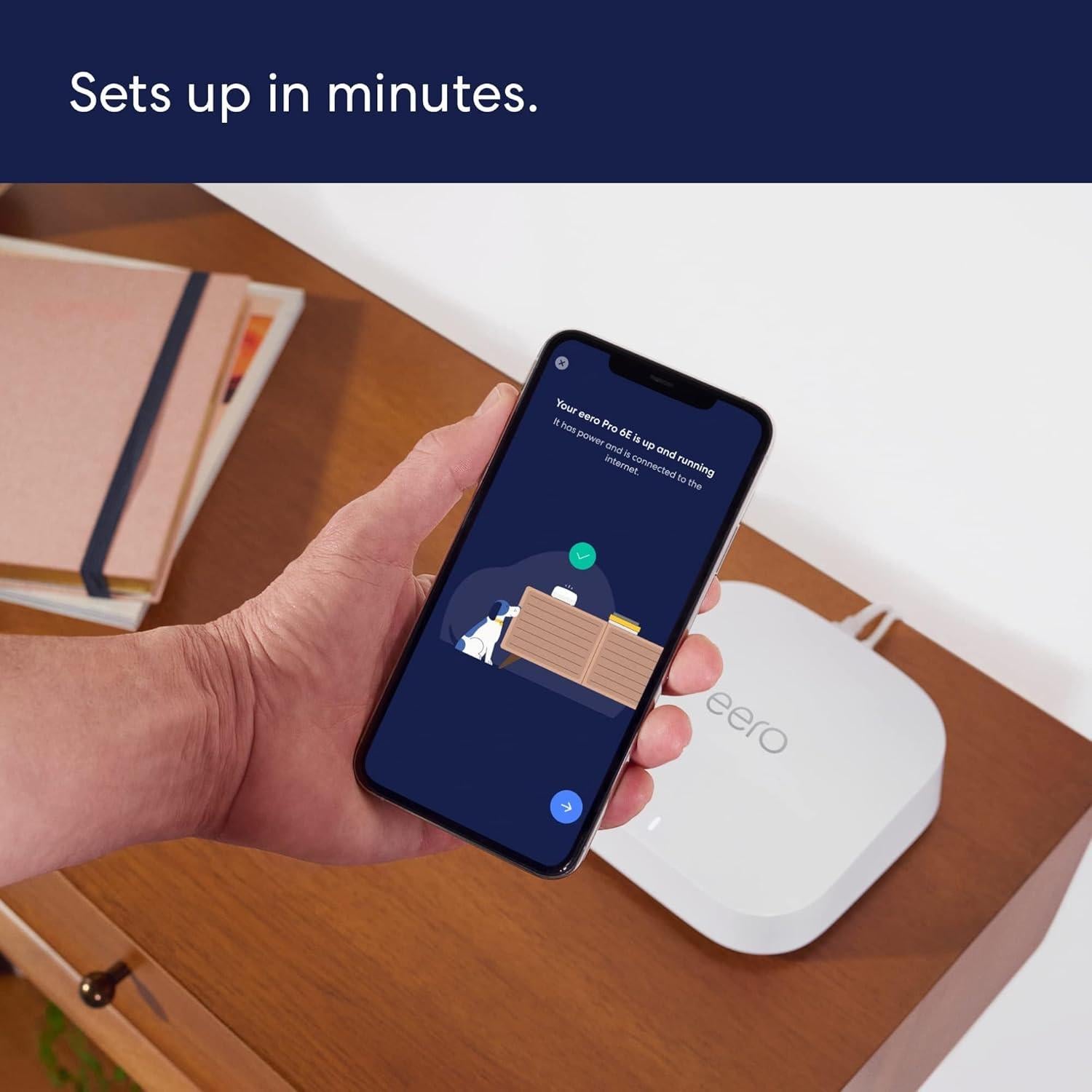 Amazon eero Pro 6E mesh wifi system with 1 month free eero Business (auto-renews annually) - Coverage up to 4,000 sq. ft., Connect 100+ devices, 2-pack