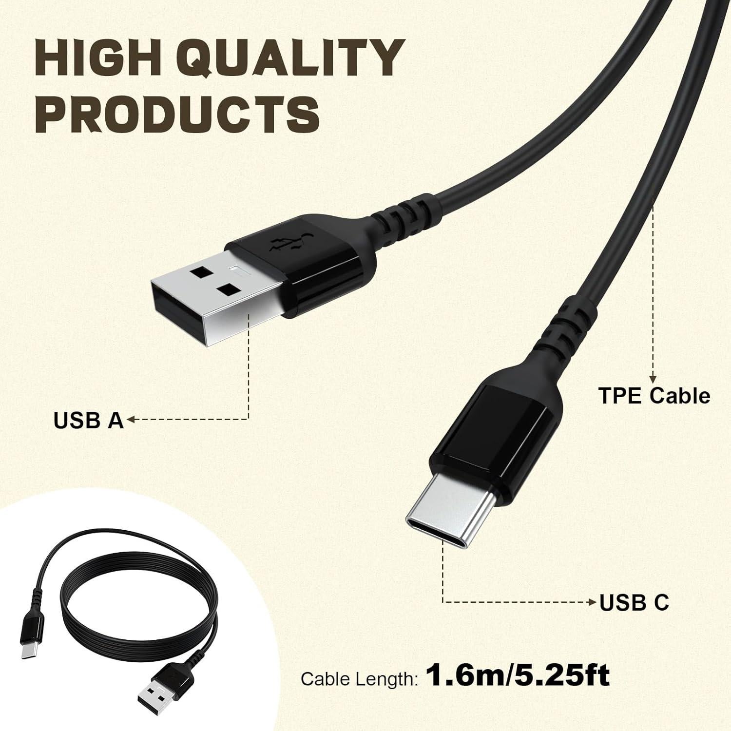 Cable de Carga y Audio USB-C Koffmon 1.58m para SteelSeries