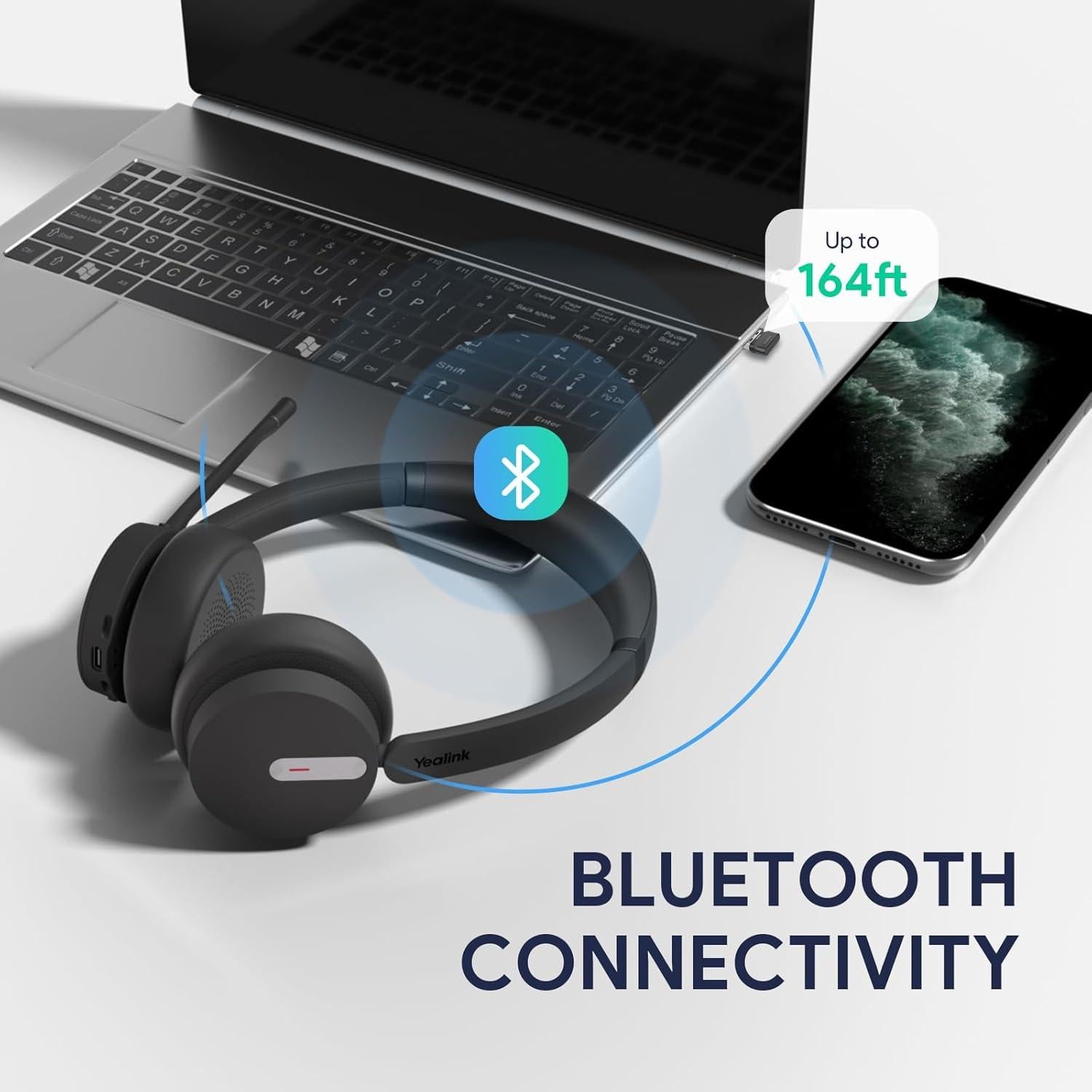 Auricular Inalámbrico Bluetooth Yealink BH70 Doble con Micrófono