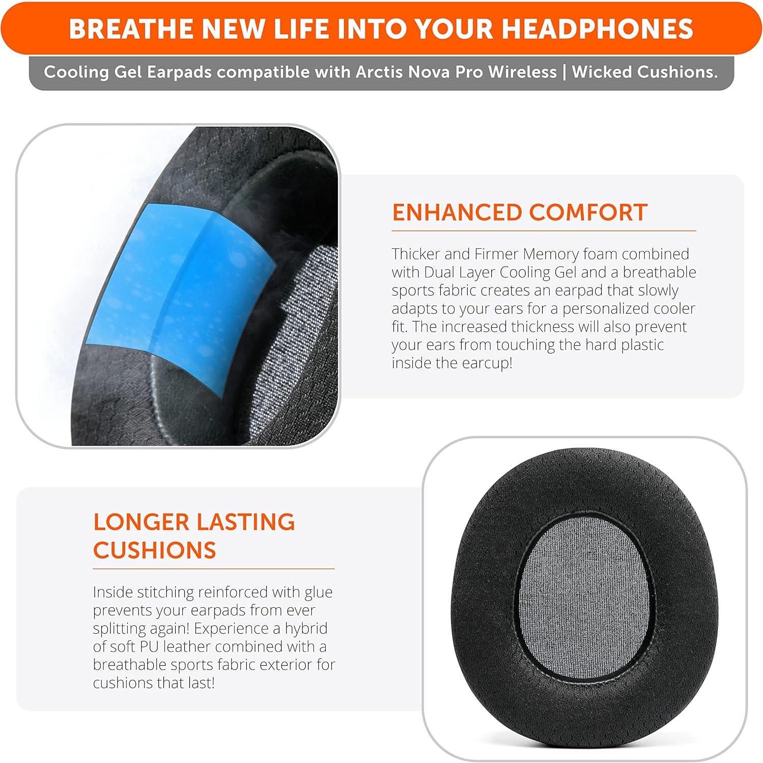 Almohadillas de Gel Refrigerante WC FreeZe para Arctis Nova Pro Inalámbrico - Negro