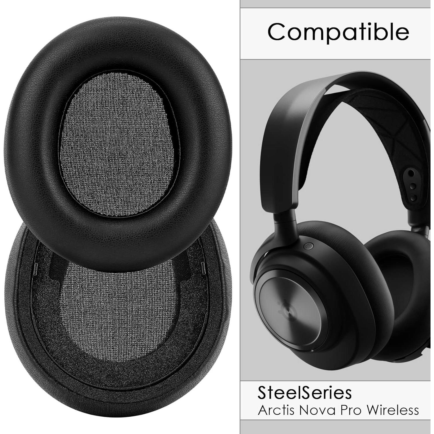 Almohadillas de Reemplazo Linkidea para Auriculares SteelSeries Arctis Nova Pro Inalámbricos - Cuero de Proteína - 2 Unidades
