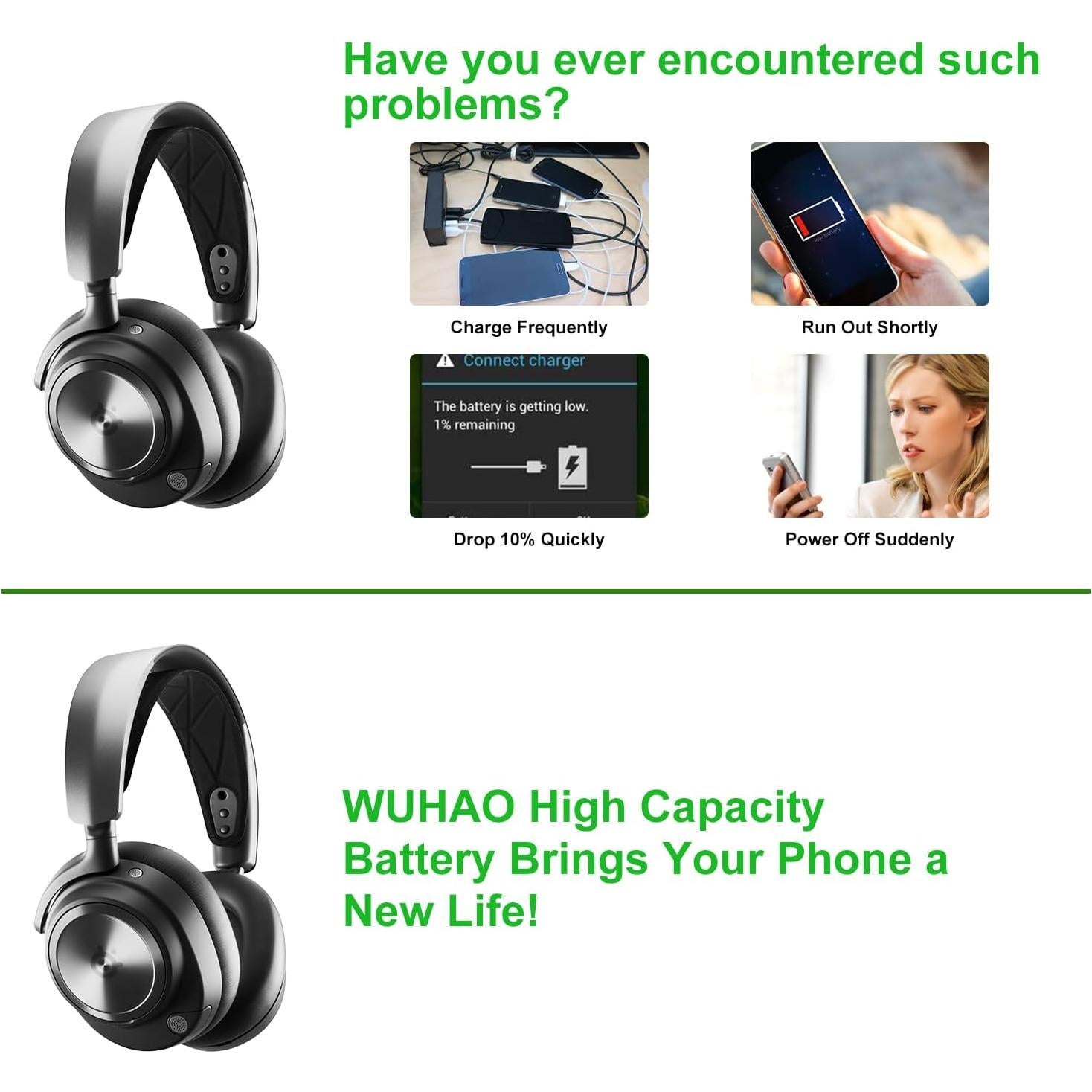 Baterías de Repuesto WUHAO NP-45 para Auriculares Arctis Nova Pro Wireless 1200mAh