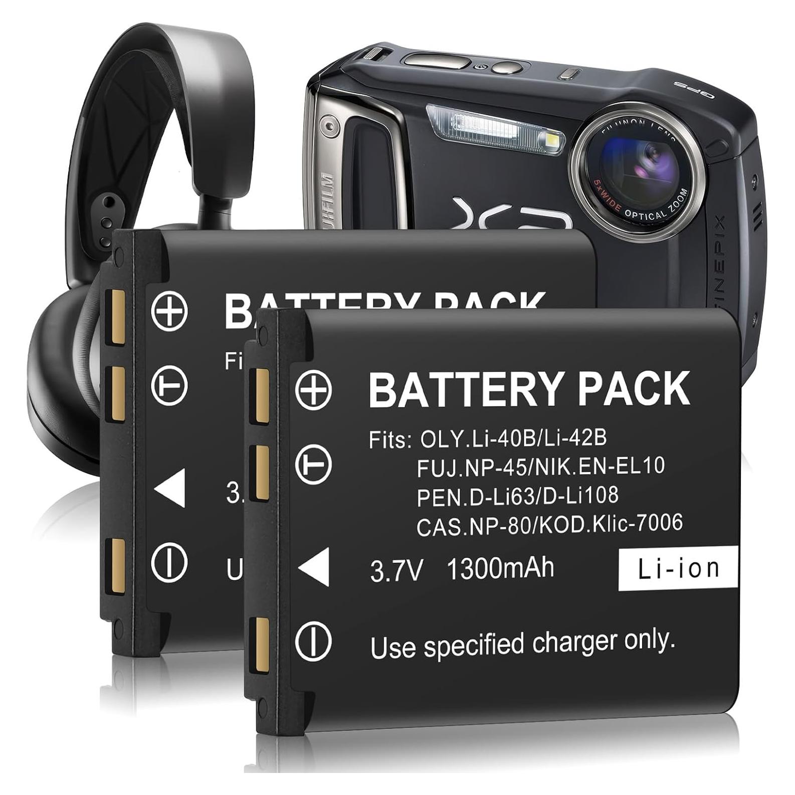 2 Baterías Li-Ion 1300mAh NP-45 para Fujifilm y Steelseries