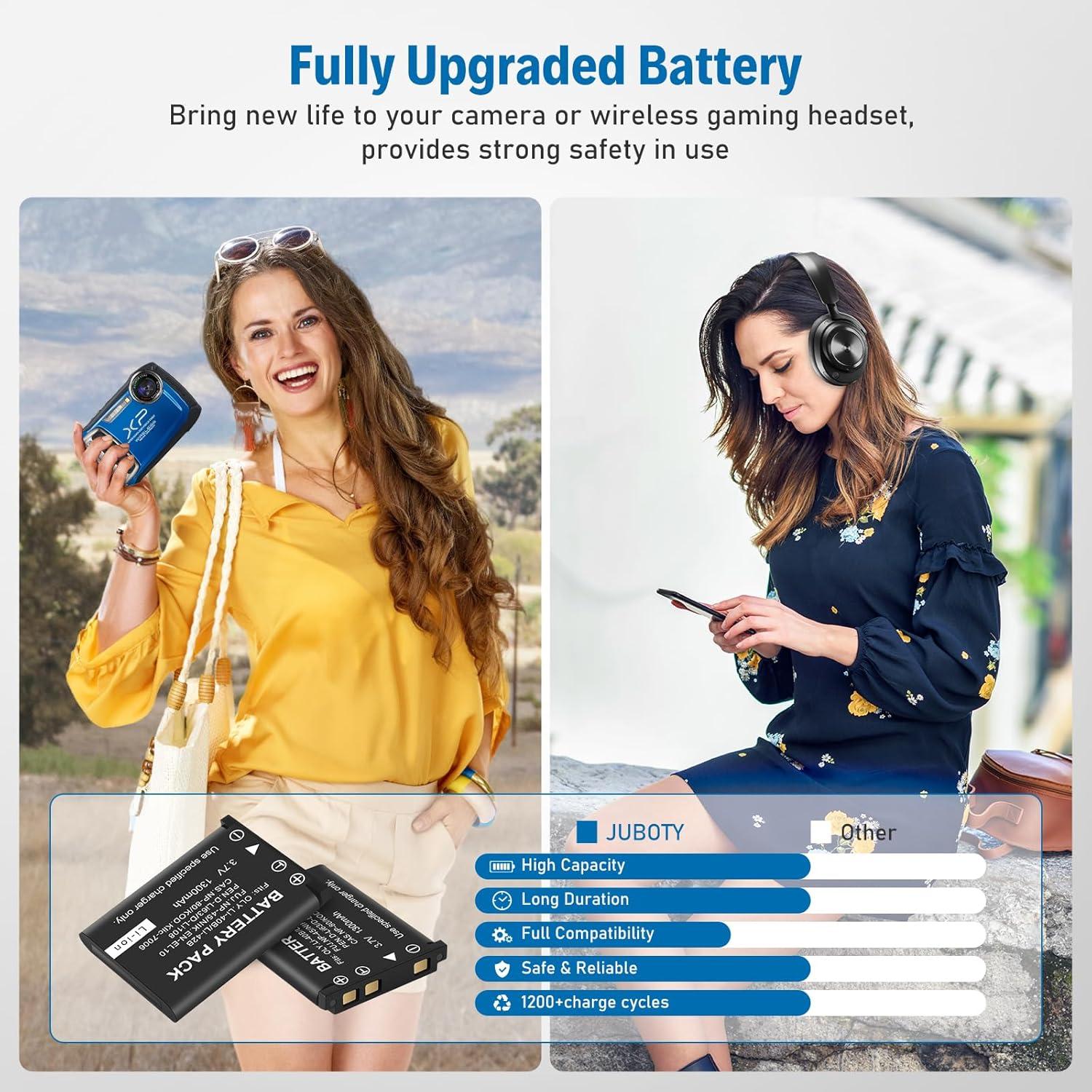 2 Baterías Li-Ion 1300mAh NP-45 para Fujifilm y Steelseries