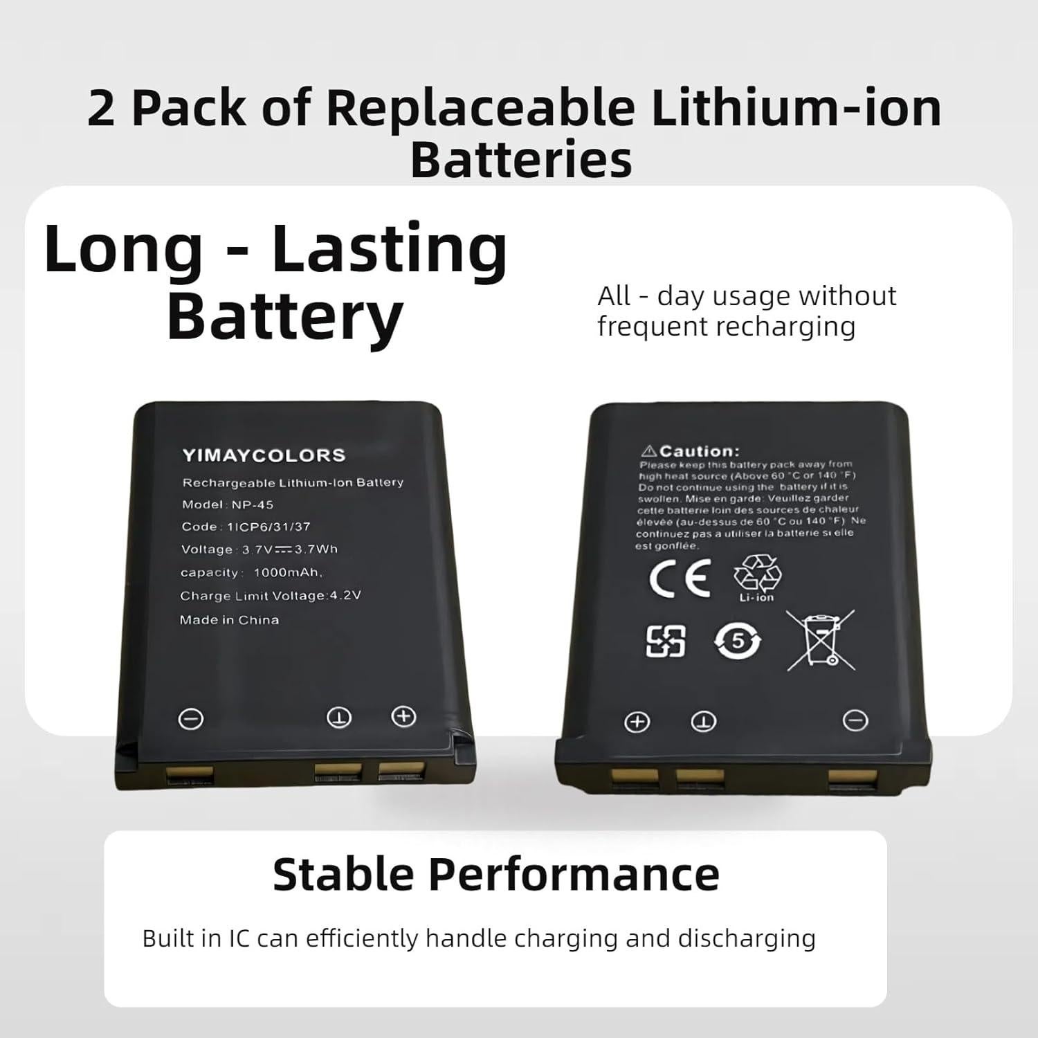 Paquete de 2 Baterías NP-45 YIMAYCOLORS para Steelseries Arctis Nova Pro