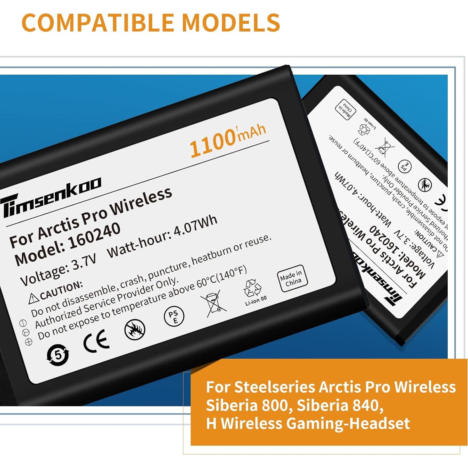 Batería de Reemplazo 160240 Timsenkoo para Arctis Pro Inalámbrico