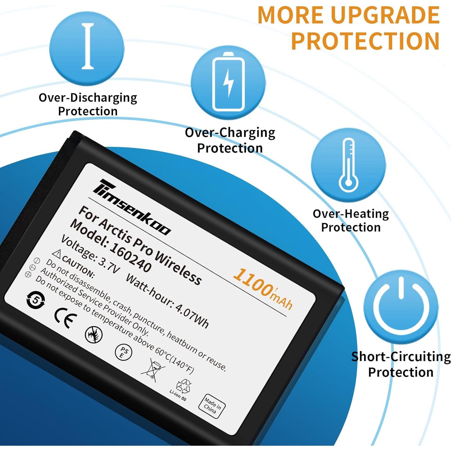 Batería de Reemplazo 160240 Timsenkoo para Arctis Pro Inalámbrico