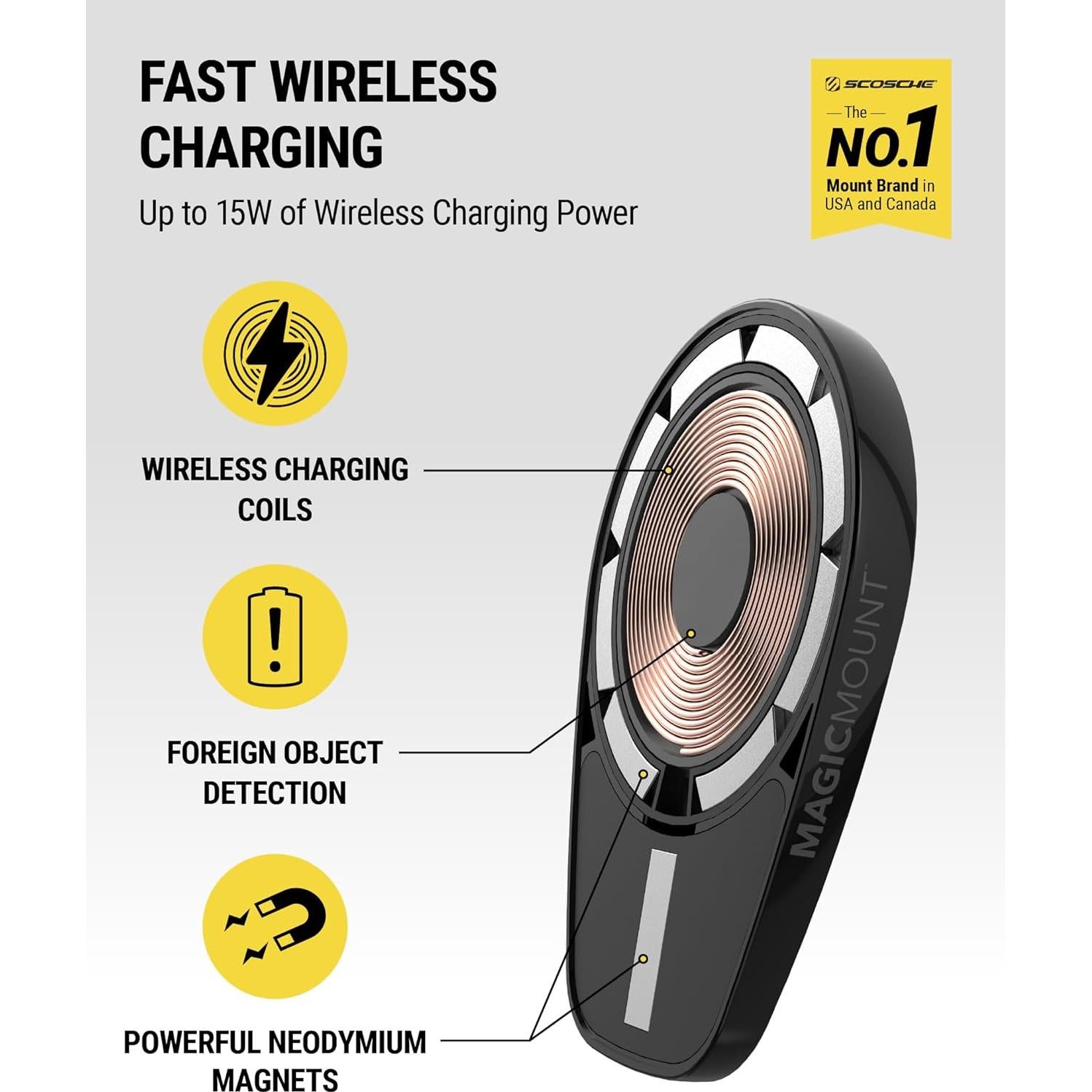 Soporte Magnético para Teléfono Scosche MPQ6DV-SP 15W Carga Rápida