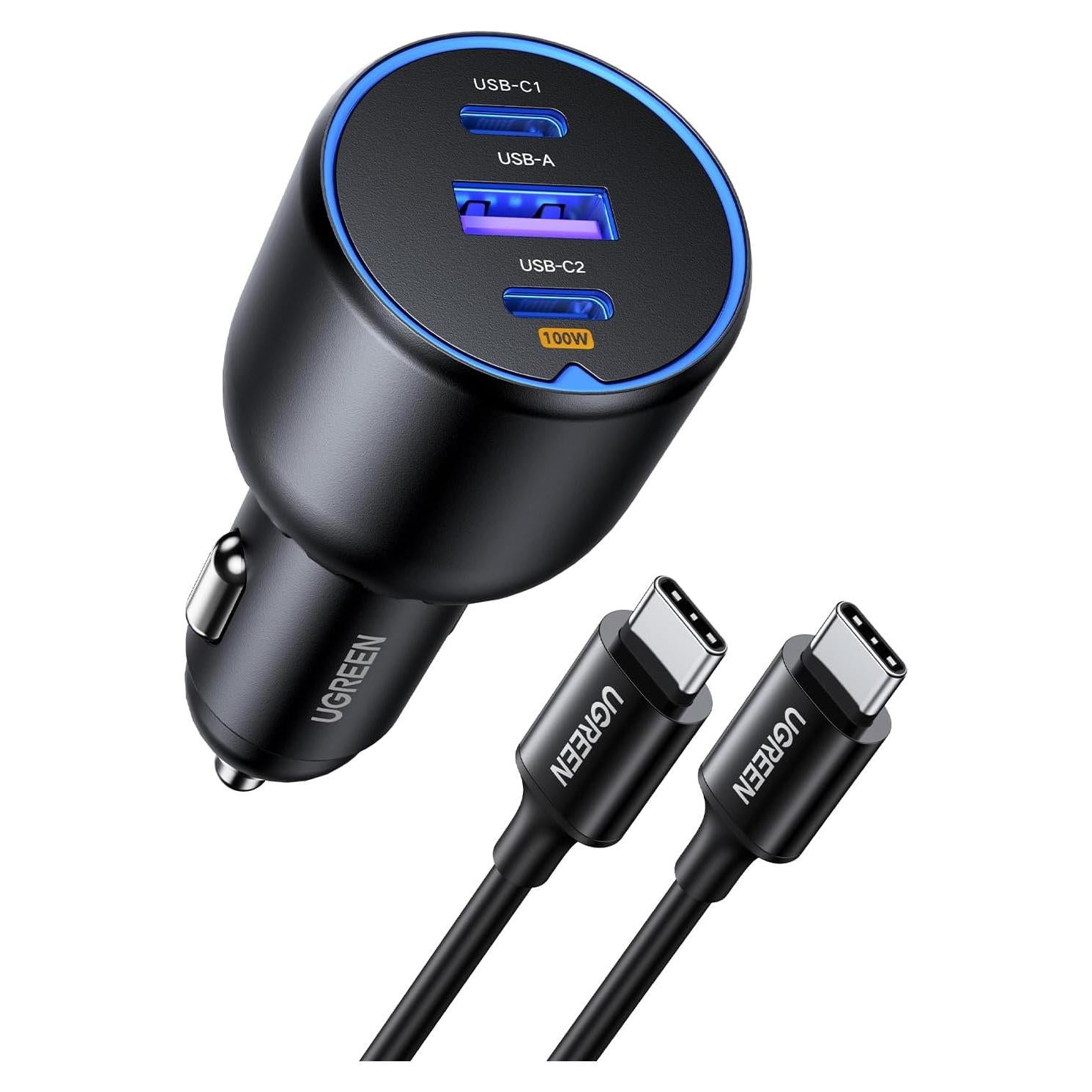 Cargador de Coche USB C UGREEN 130W PD Rápido para iPhone y Galaxy