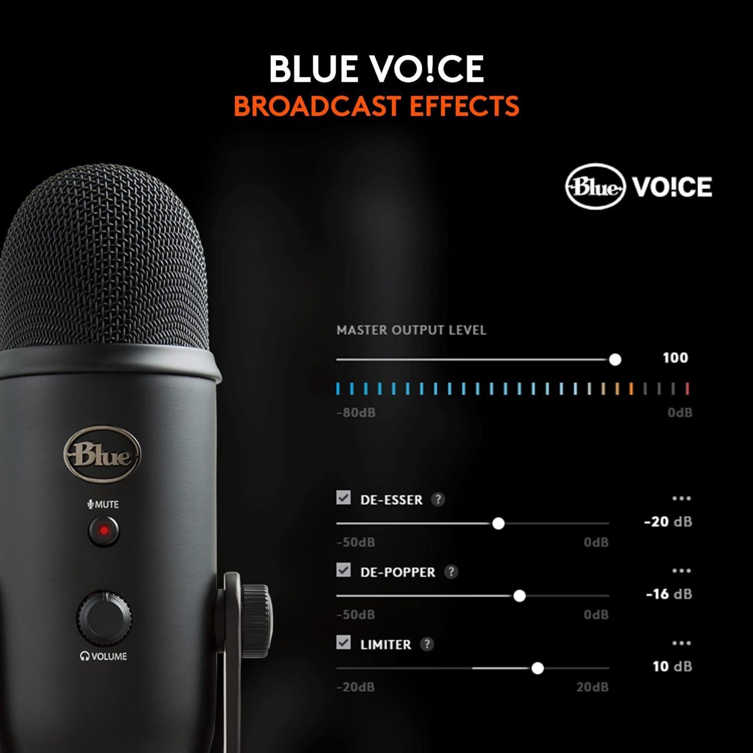 Micrófono USB Logitech Blue Yeti Blackout para PC y Streaming
