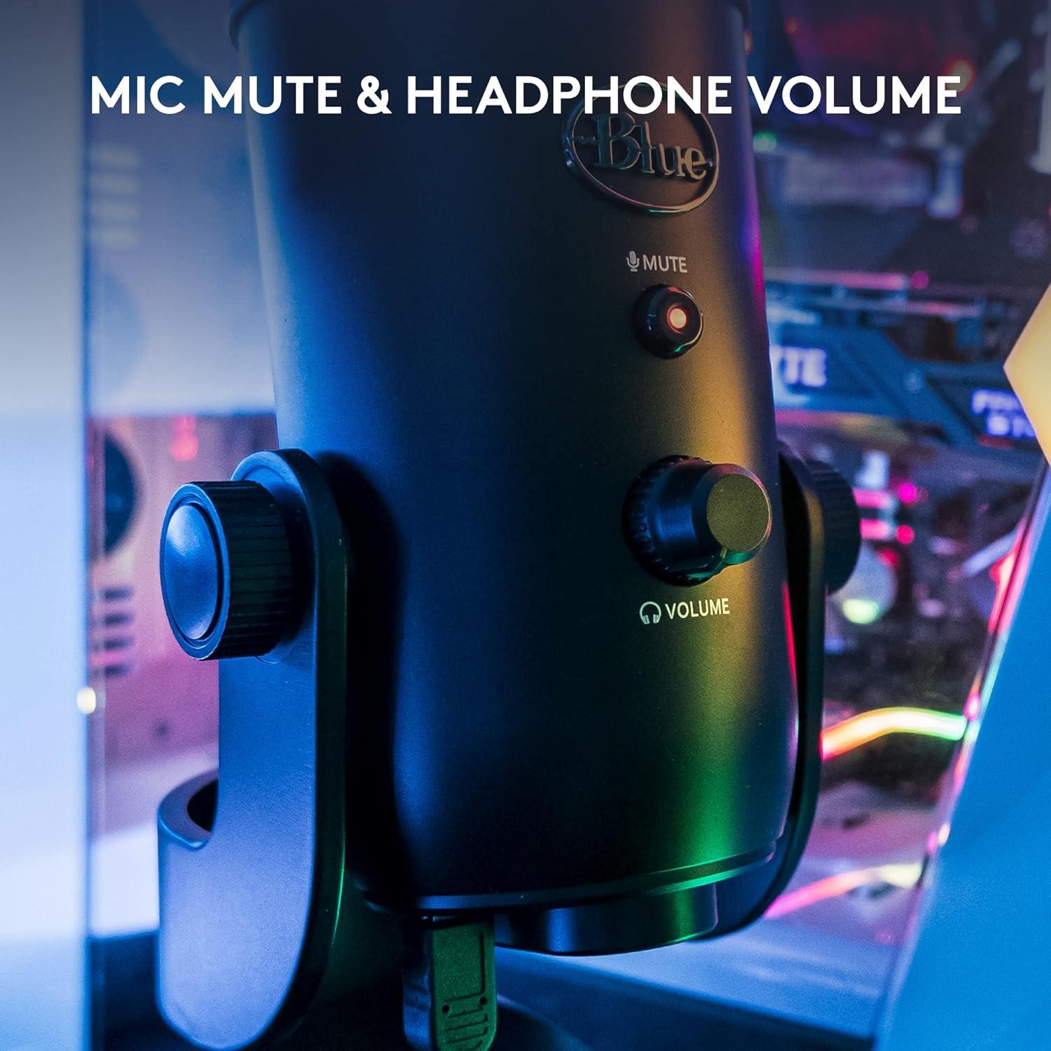 Micrófono USB Logitech Blue Yeti Blackout para PC y Streaming
